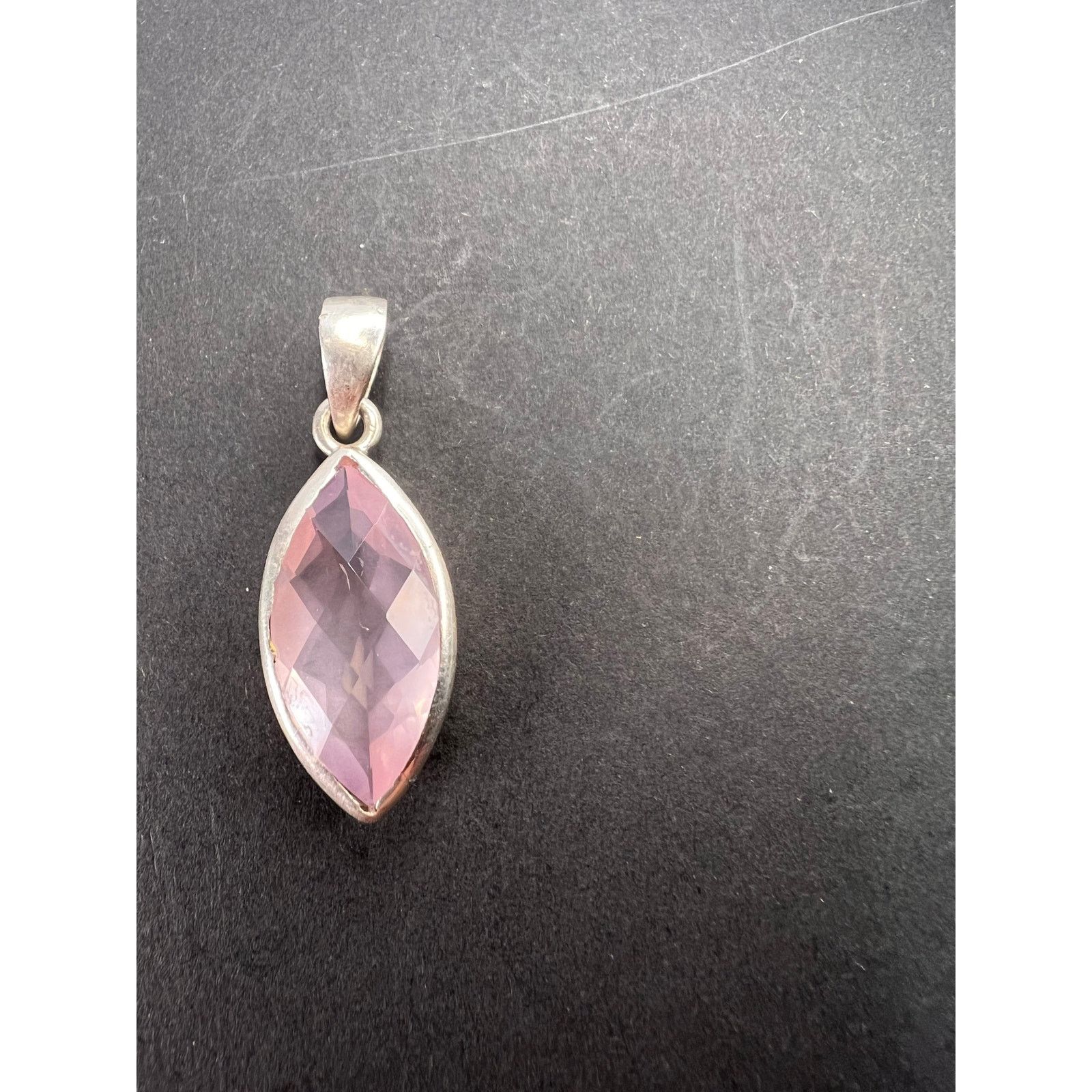 Other NEW Rose Quartz gemstone marquise sterling silver pendant Size ONE SIZE - 9 Thumbnail