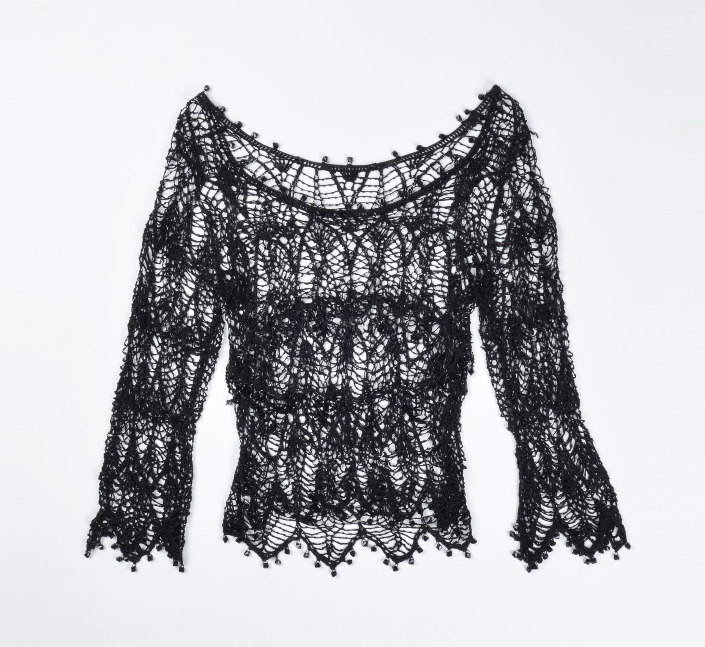 Designer Vintage Y2K Crochet Knit Sparkle Whimsigoth Blouse Size ONE SIZE - 4 Thumbnail