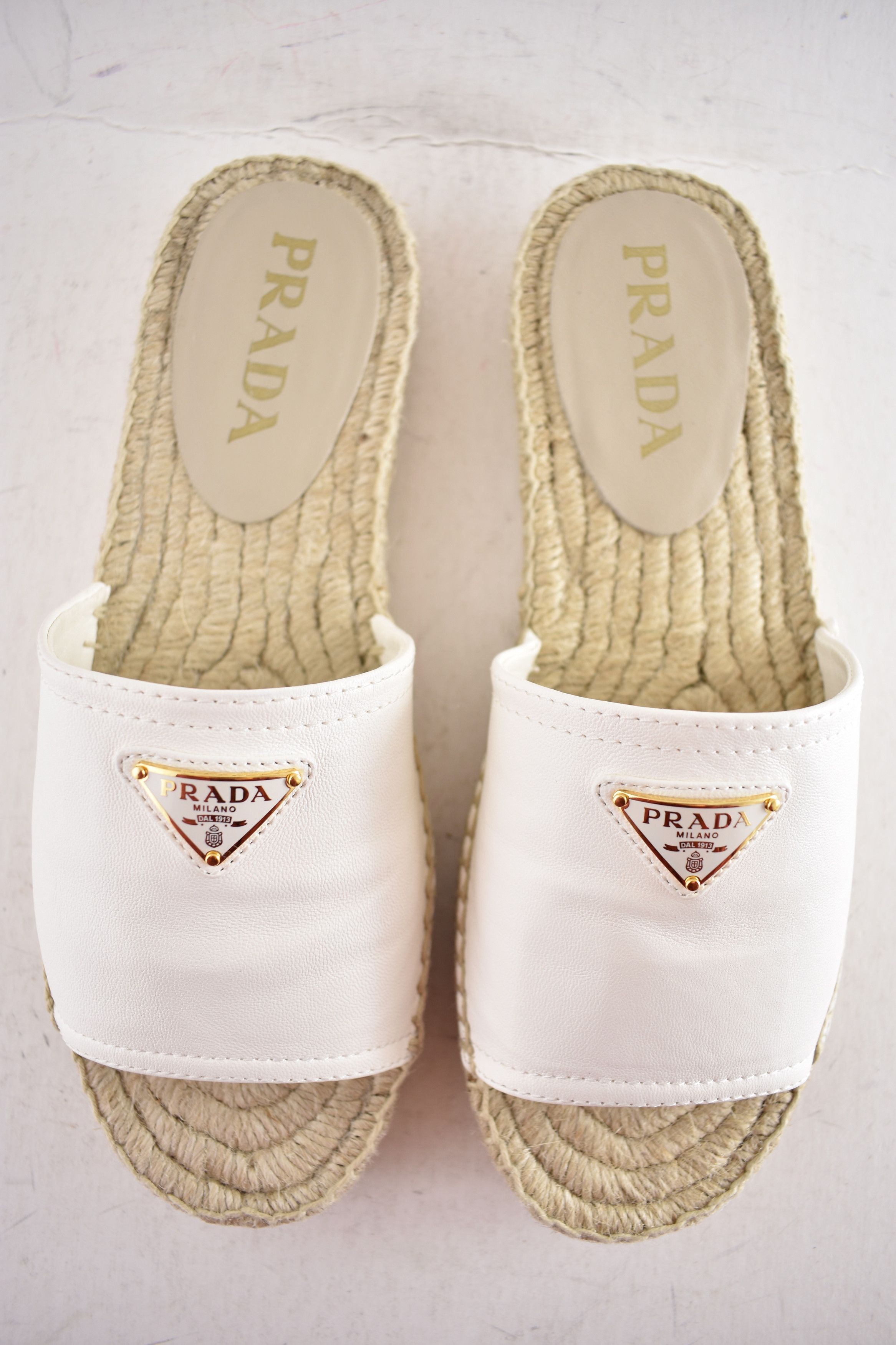 Prada Prada Triangle Logo Leather Espadrille Slide Sandal Flat 37 Size US 7 / IT 37 - 10 Thumbnail