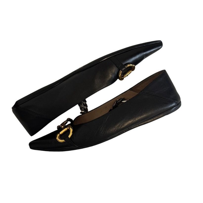 Gucci Gucci Deva Horsebit Chain Ballet Flats Black Leather Size 38 Size US 7.5 / IT 37.5 - 11 Thumbnail