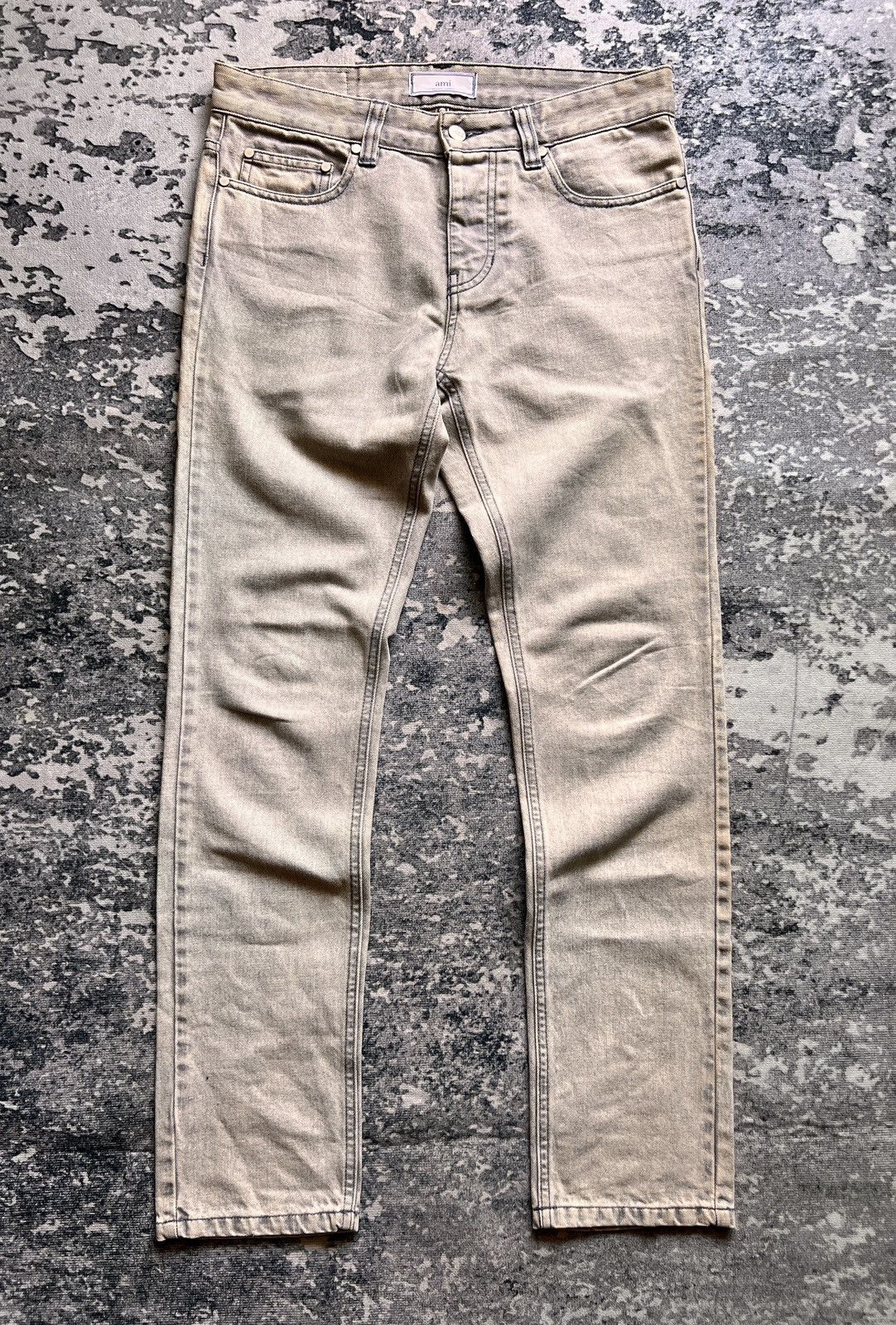 AMI AMI Beige Acid Wash Jeans Size US 32 / EU 48 - 1 Thumbnail