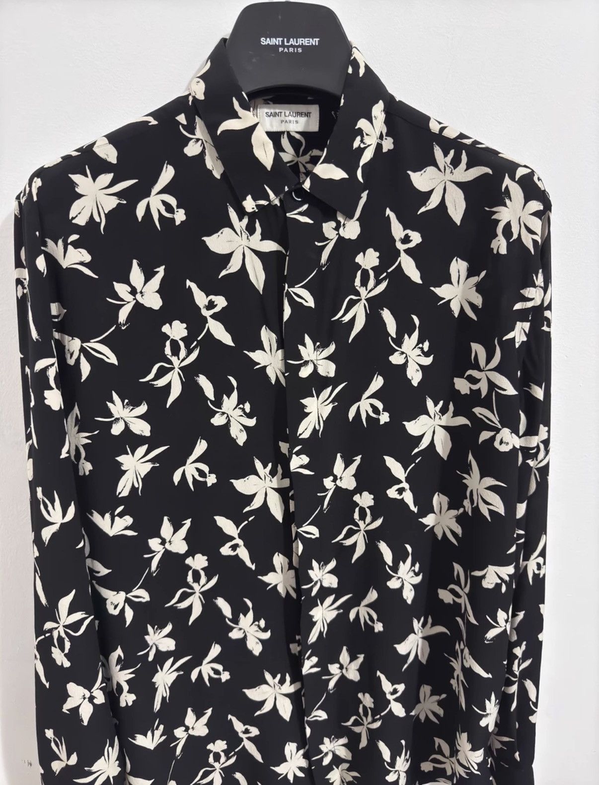 Saint Laurent Paris Saint Laurent (SLP) 21SS Runway Wild Orchid Print Silk Shirt Size US XL / EU 56 / 4 - 3 Thumbnail