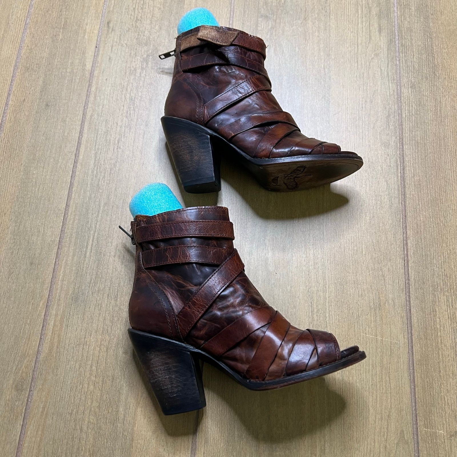 FREEBIRD Freebird FB Joker Leather Ankle Boots Peep Toe Strappy Sz 7 Size US 7 / IT 37 - 8 Thumbnail