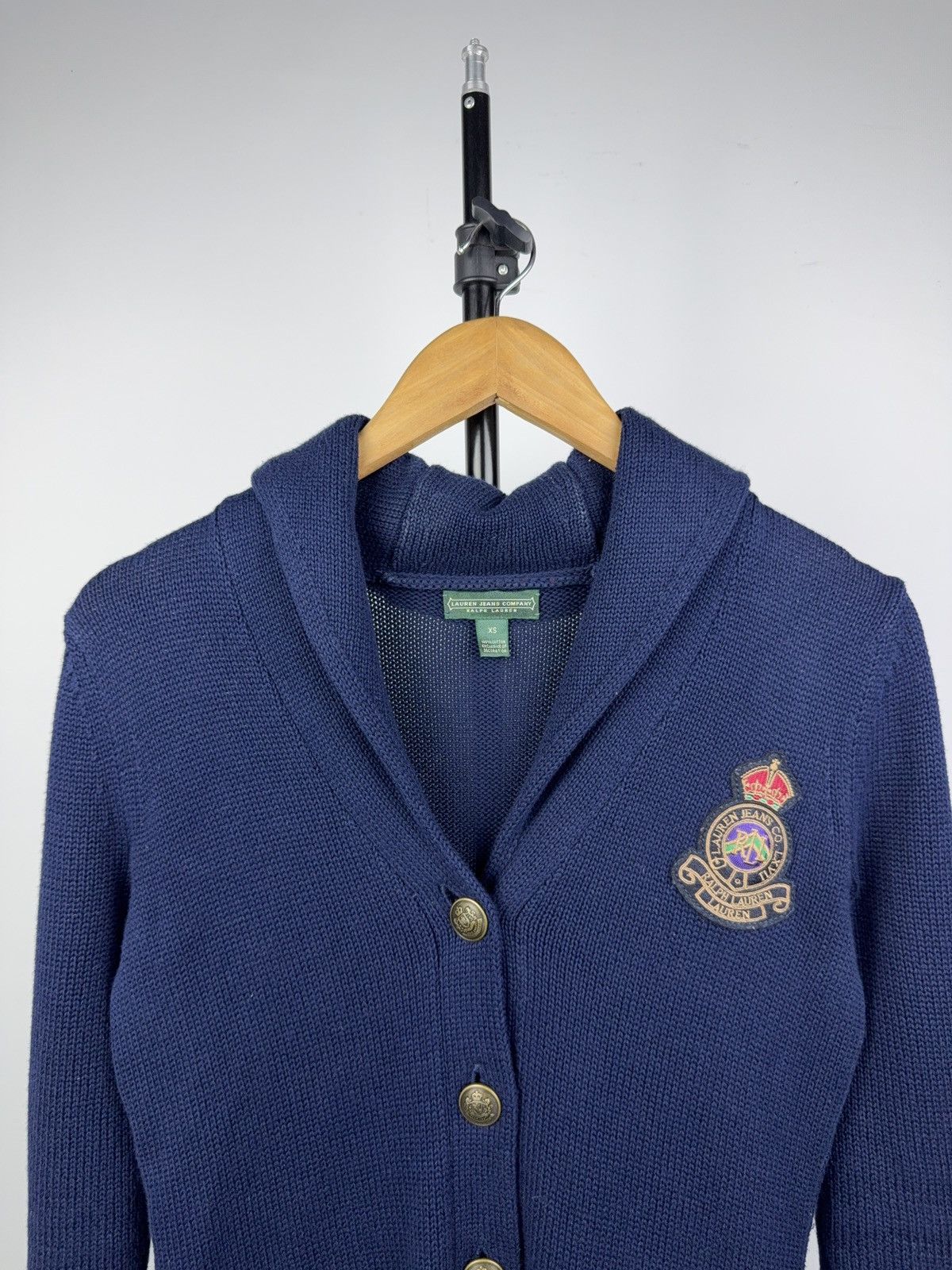 Polo Ralph Lauren 00s Ralph Lauren Jeans Co Crest Shawl Collar Knit Cardigan Size XS / US 0-2 / IT 36-38 - 2 Thumbnail