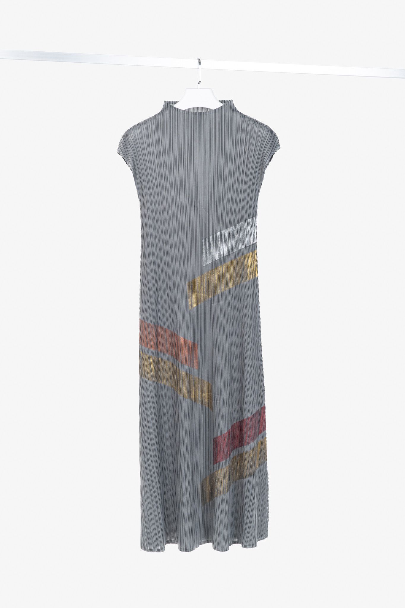 Other Grey Accordion-Pleated Metallic-Stripe Maxi Dress Size M / US 6-8 / IT 42-44 - 1 Thumbnail