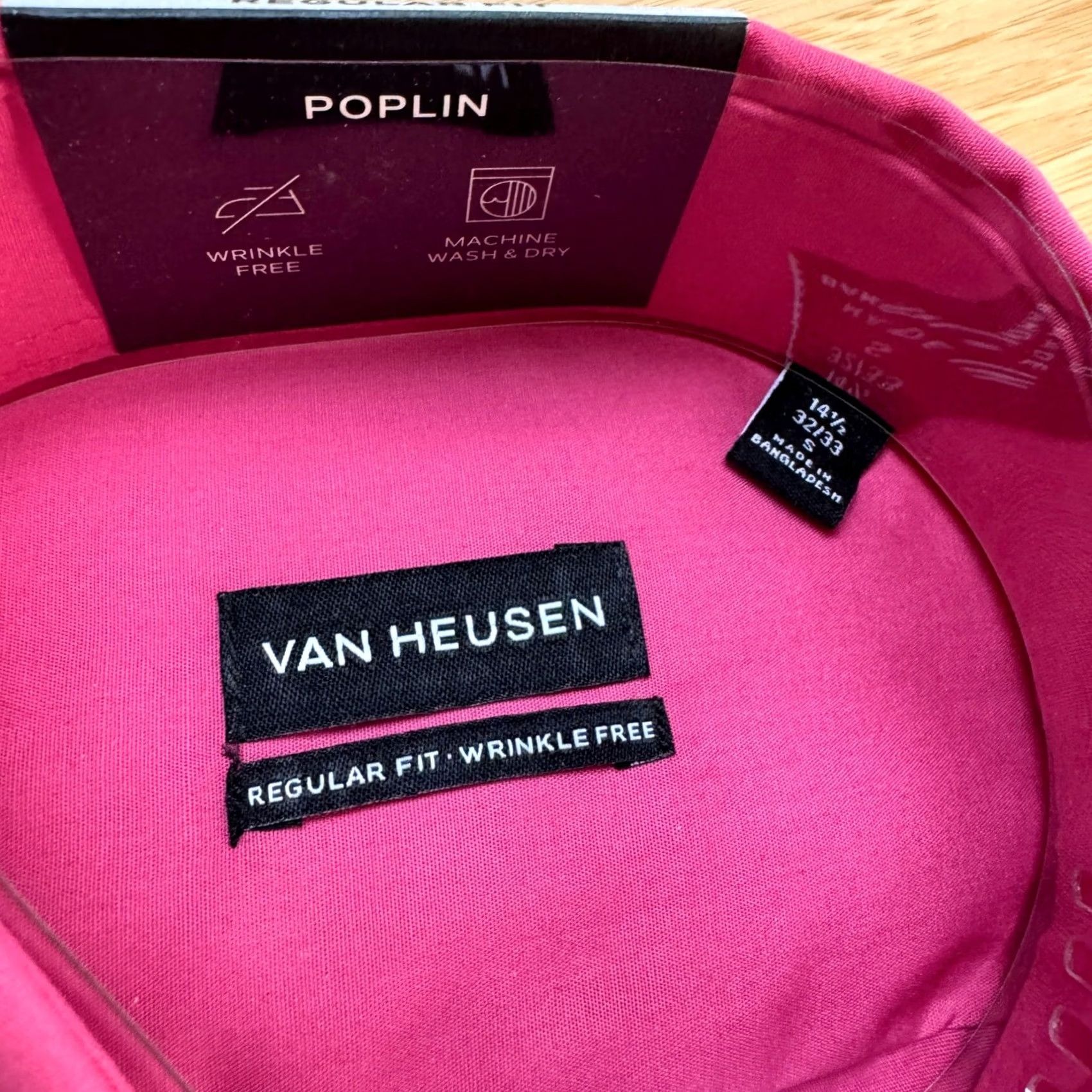 Van Heusen Van Heusen Regular Fit Wrinkle Free Poplin Dress Shirt Desert Rose 14.5 32/33 Size 40R - 5 Thumbnail