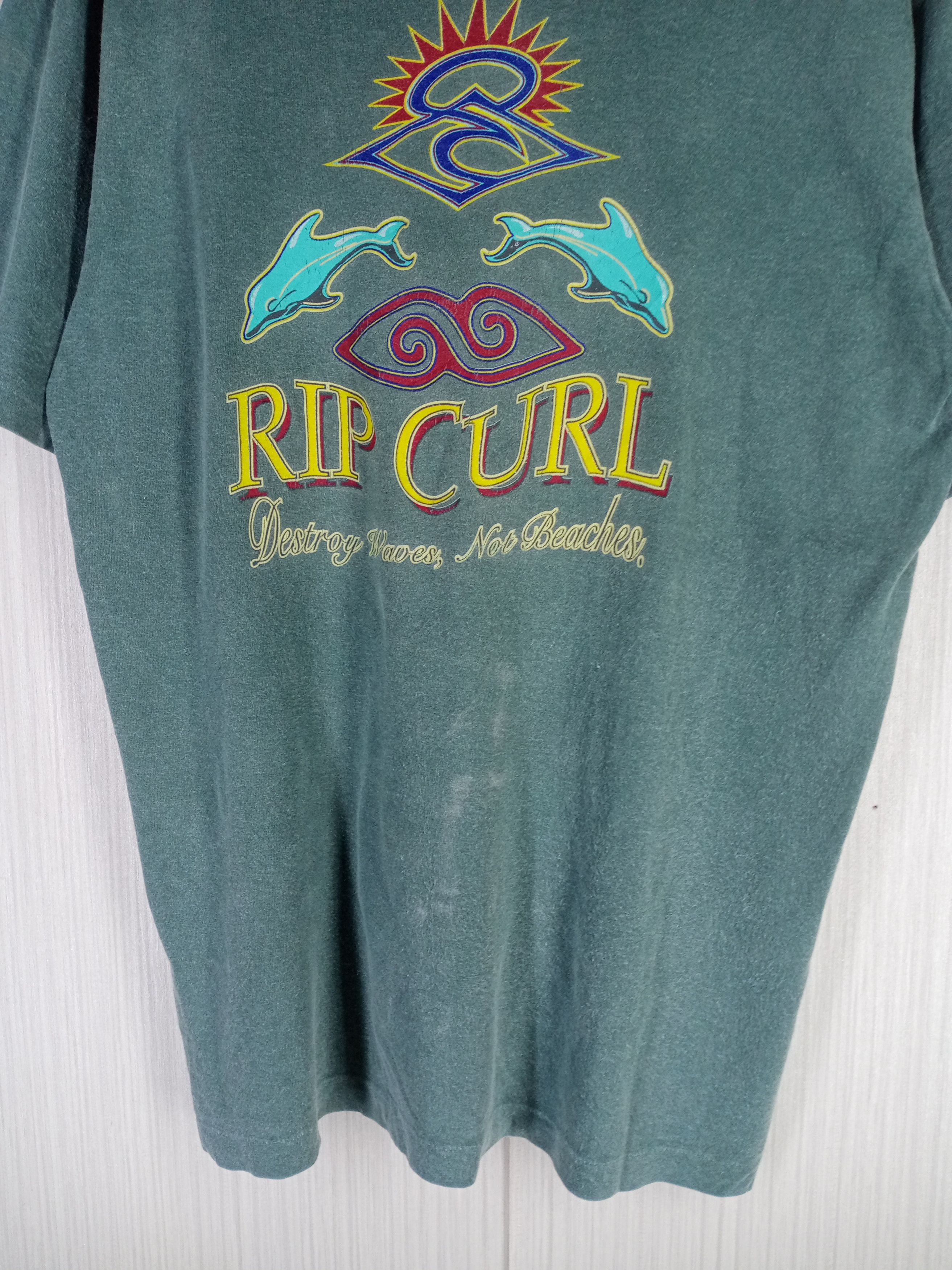 Rip Curl Vintage 90s Ripcurl Destroy Waves Not Beaches Tee Size US L / EU 52-54 / 3 - 10 Thumbnail