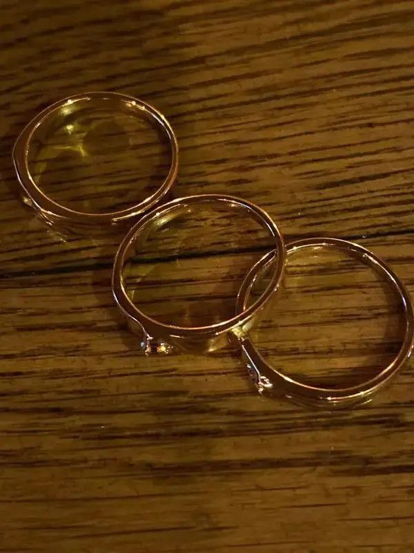 Jewelry Gold Color Face Three Stack Finger Ring ( size 7/8/9) Size ONE SIZE - 4 Thumbnail