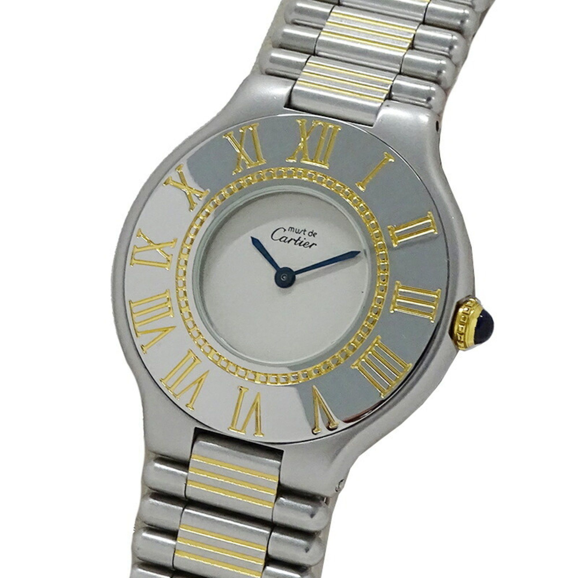 Cartier Watch Boys Must 21 Vantianne Quartz Stainless Steel Ss Gp Combination Polished in Beige, Women's
