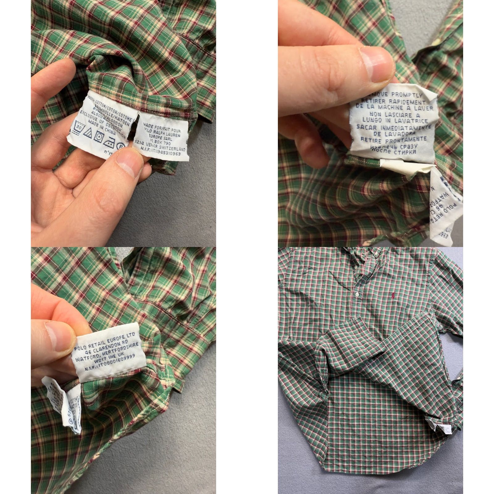Ralph Lauren Vintage Ralph Lauren Green Square Pattern Long Sleeve Button-Up Shirt Mens XL Size US XL / EU 56 / 4 - 8 Thumbnail