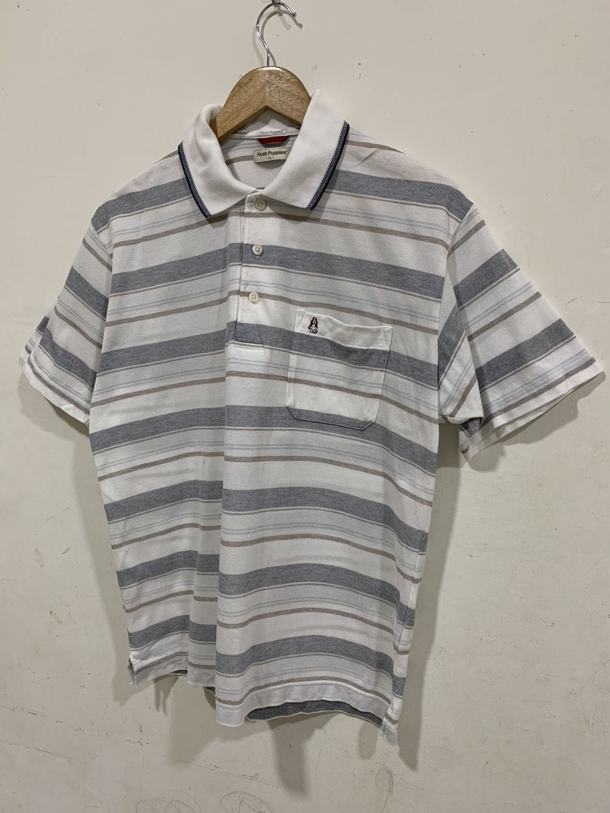 Designer Hush puppies shirt size L Large White Stripes Size US L / EU 52-54 / 3 - 4 Thumbnail