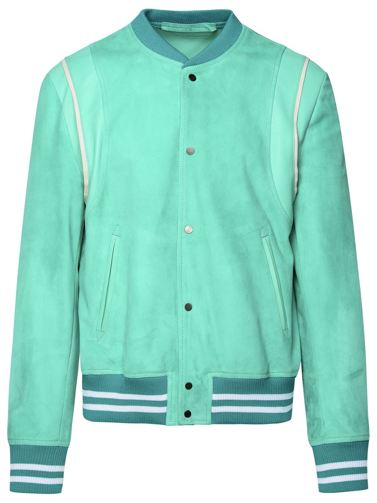 image of Salvatore Santoro Green Leather Bomber Jacket, Men's (Size XL)