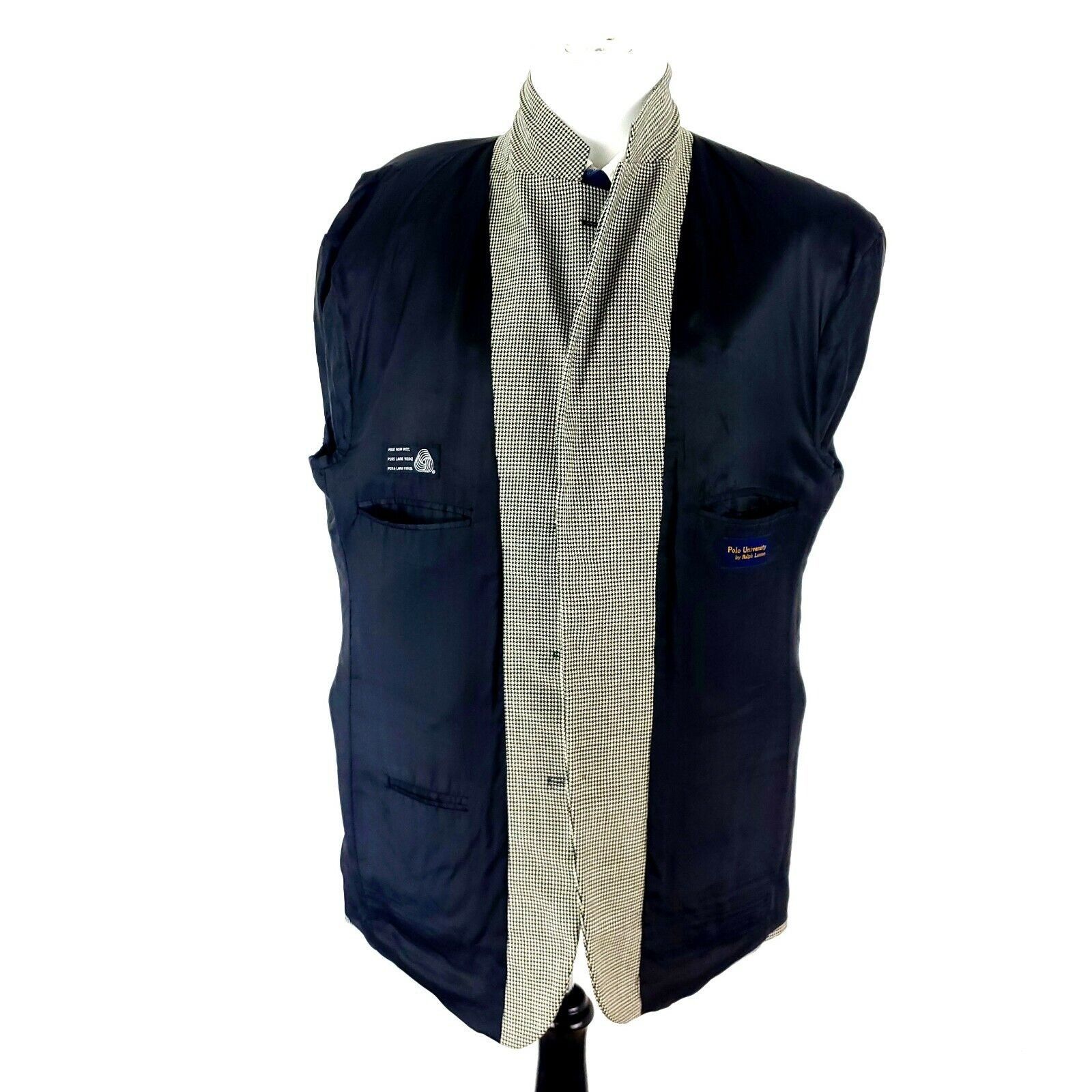 Polo Ralph Lauren Polo Ralph Lauren Wool 3 Button Sport Coat 44R Black White H Size 44R - 9 Thumbnail