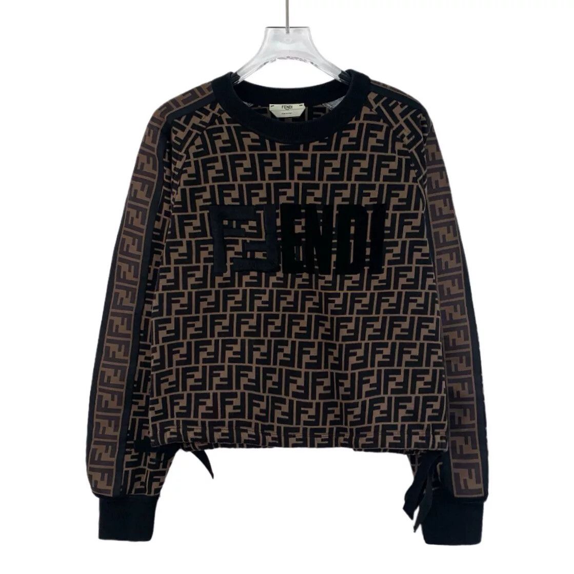 Fendi fendi black brown logo print long sleeve sweatshirt Size US S / EU 44-46 / 1 - 1 Thumbnail