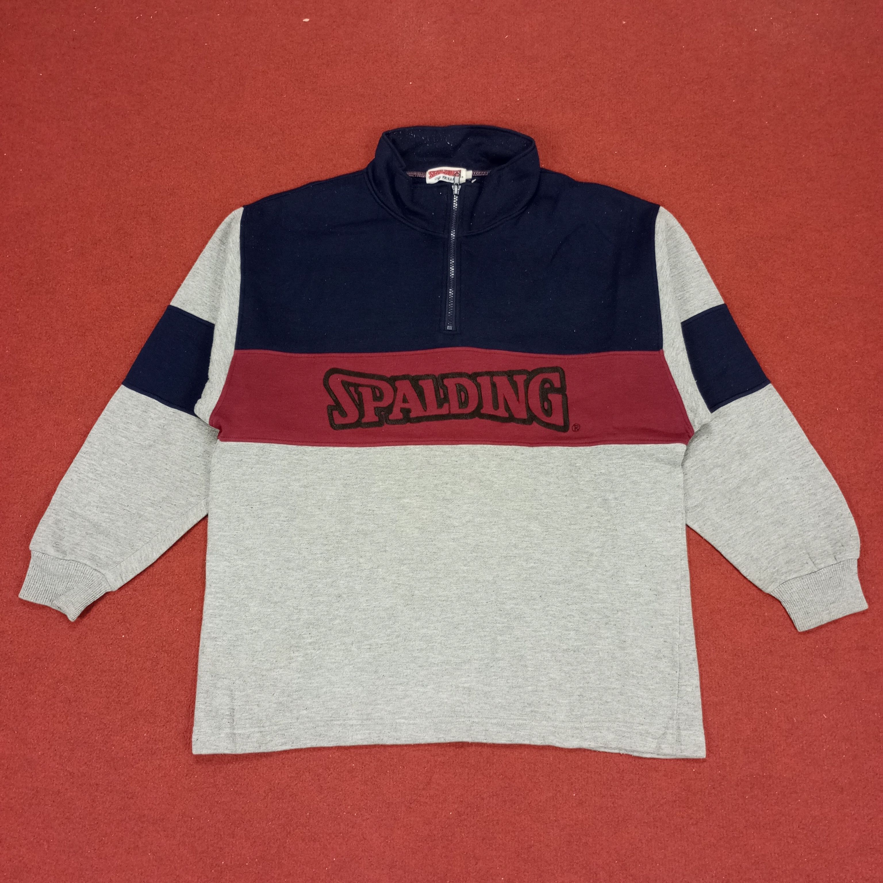 Spalding × Vintage Spalding Center Spellout Design Half Zipper Sweatshirt Size US L / EU 52-54 / 3 - 1 Thumbnail