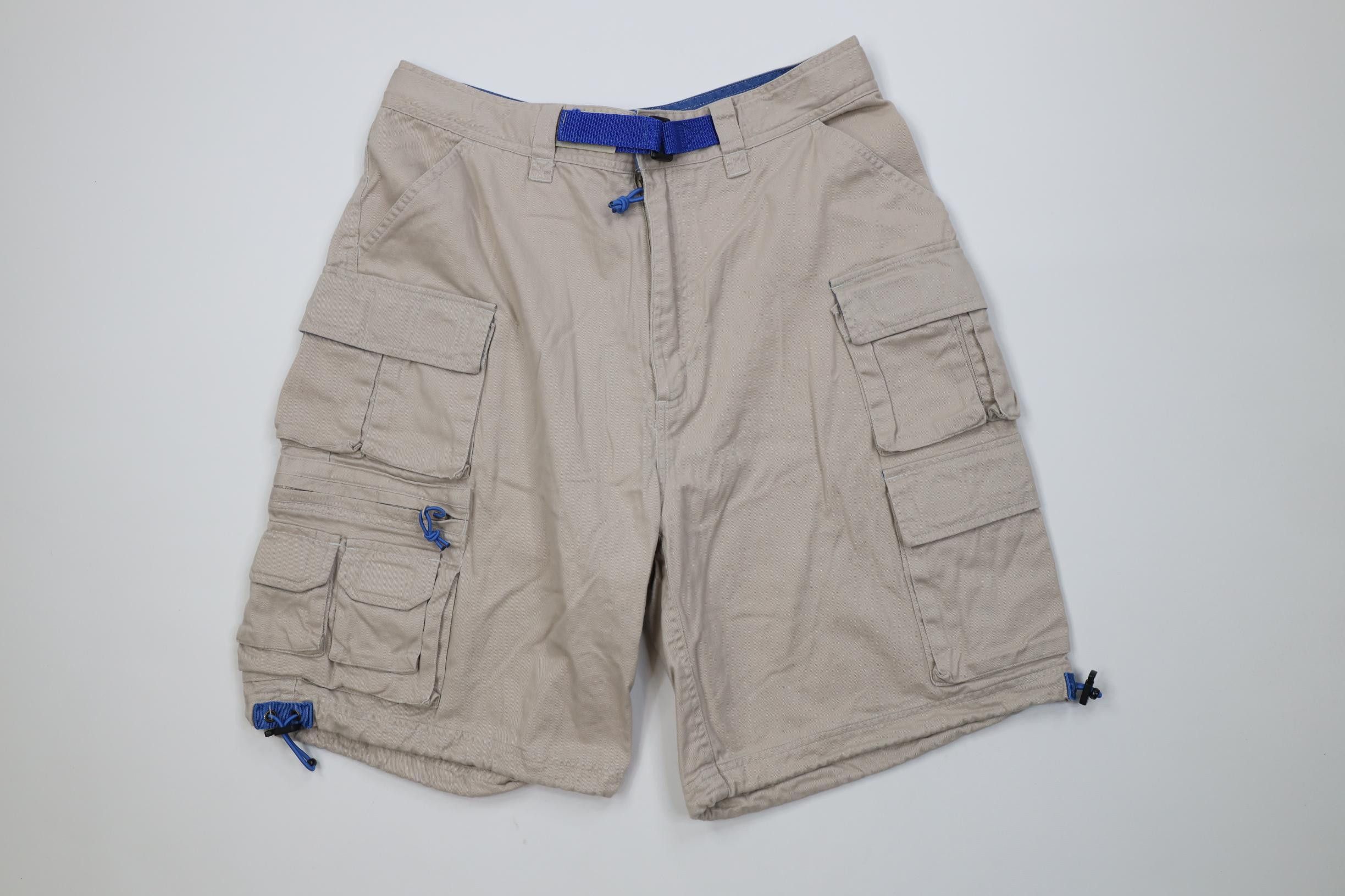 Vintage Vintage 90s Y2K Streetwear Belted Cargo Shorts Beige Cotton Size US 34 / EU 50 - 1 Thumbnail