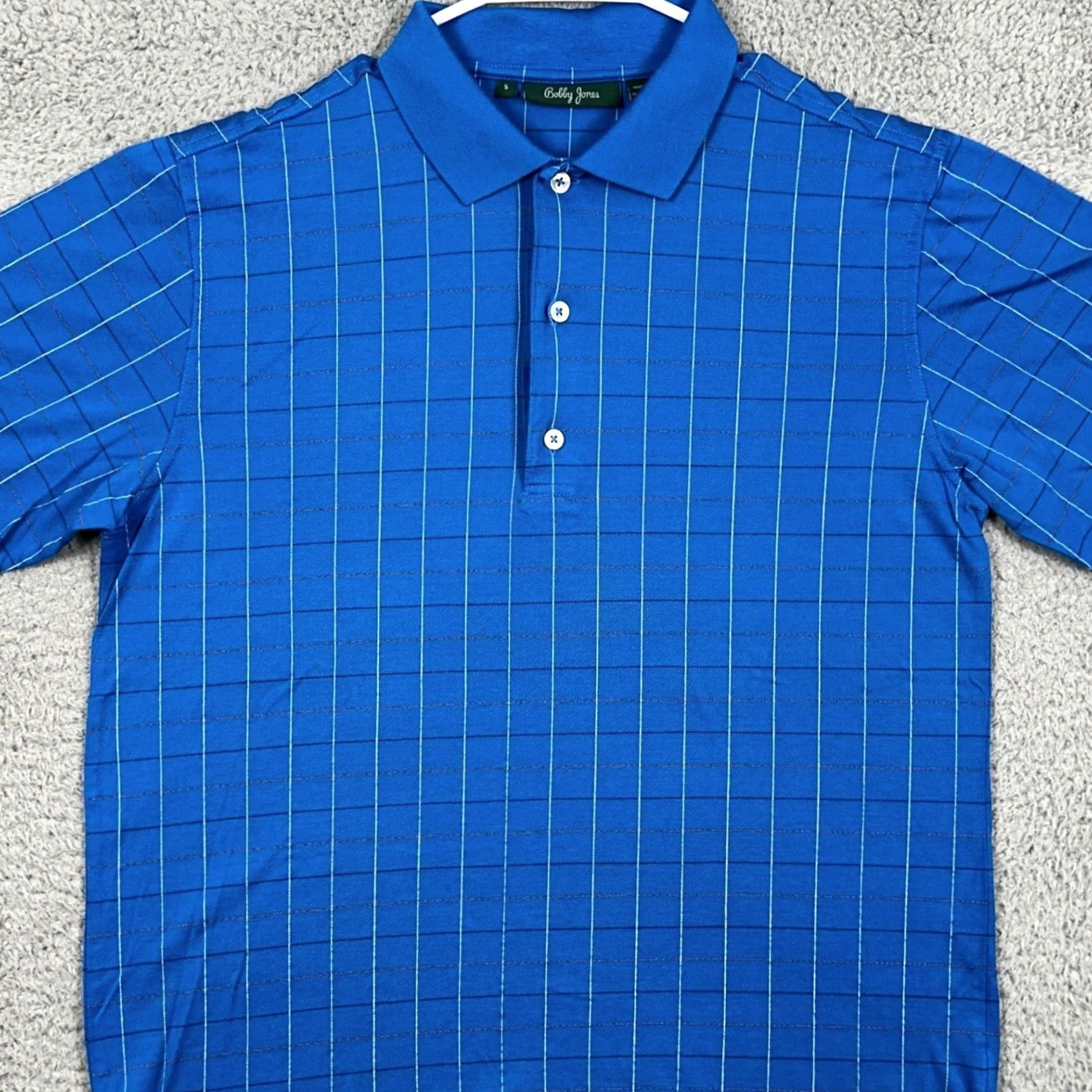 Vintage Bobby Jones Polo Shirt Mens Small Blue Grid Rugby Short Sleeve Outdoor Casual Size US S / EU 44-46 / 1 - 2 Thumbnail