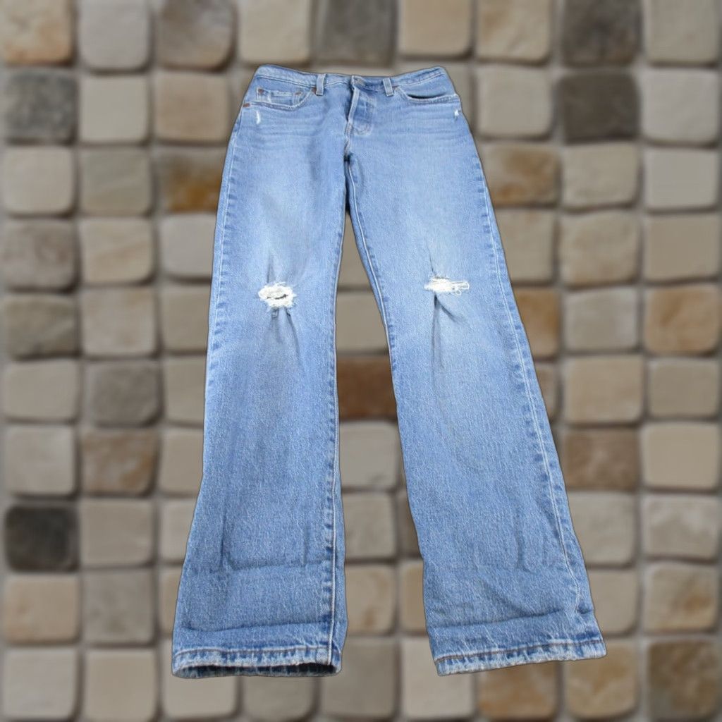 Levi's Womens 501 Levis Jeans Light Wash Ripped Extra Large XL Size 28" / US 6 / IT 42 - 1 Thumbnail
