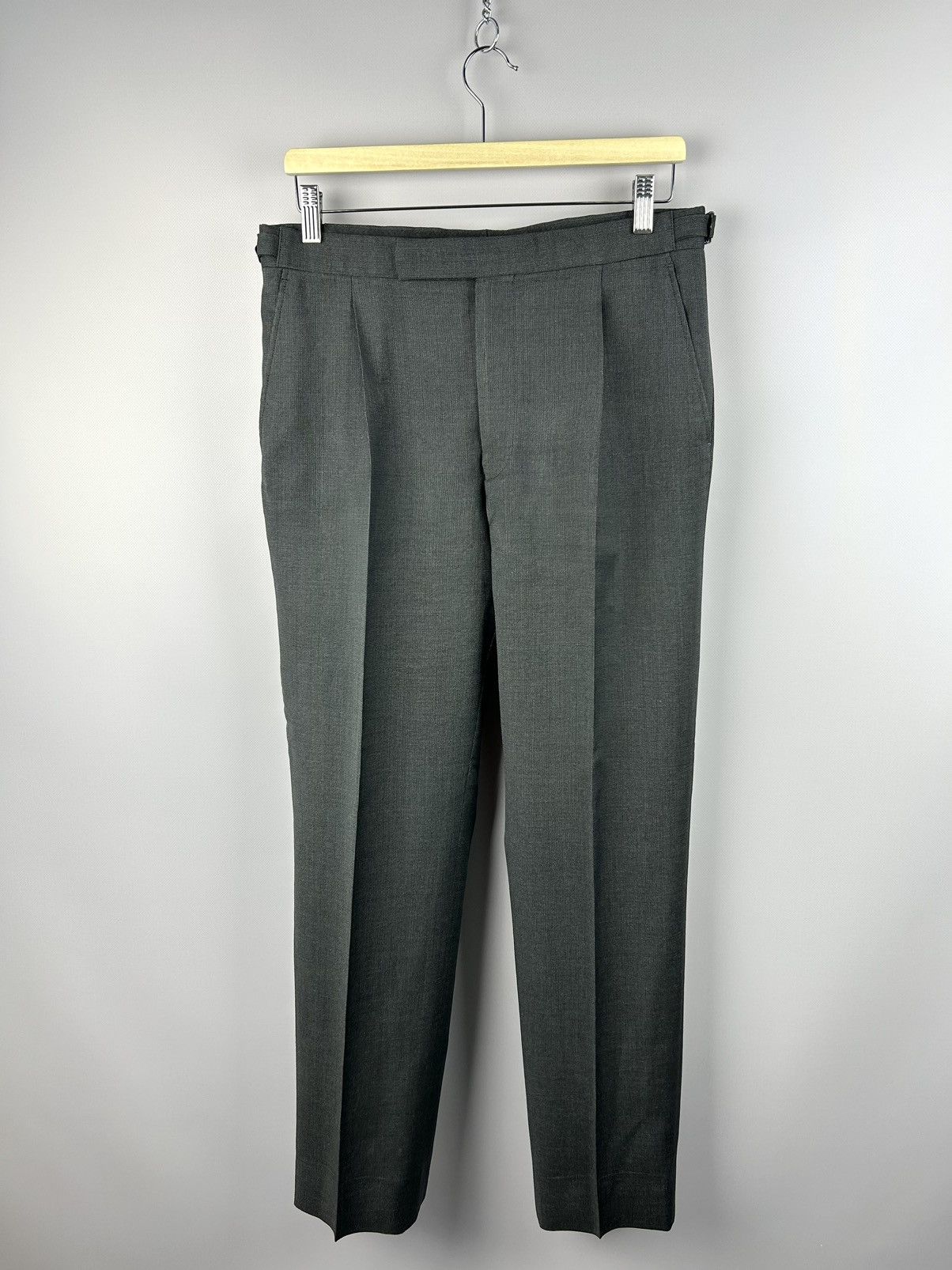 Designer × Ede & Ravenscroft Ede and Ravenscroft Flat Front Grey Pants 100% Wool W31 L32 Size US 31 - 1 Thumbnail