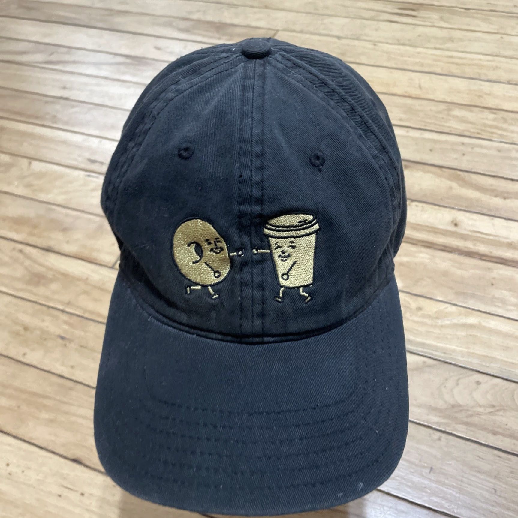 Vintage Sidecar Donuts and Coffee Hat Baseball Cap Black Gold Adjustable LA Streetwear Mens One Size Canvas Cotton Size ONE SIZE - 3 Thumbnail