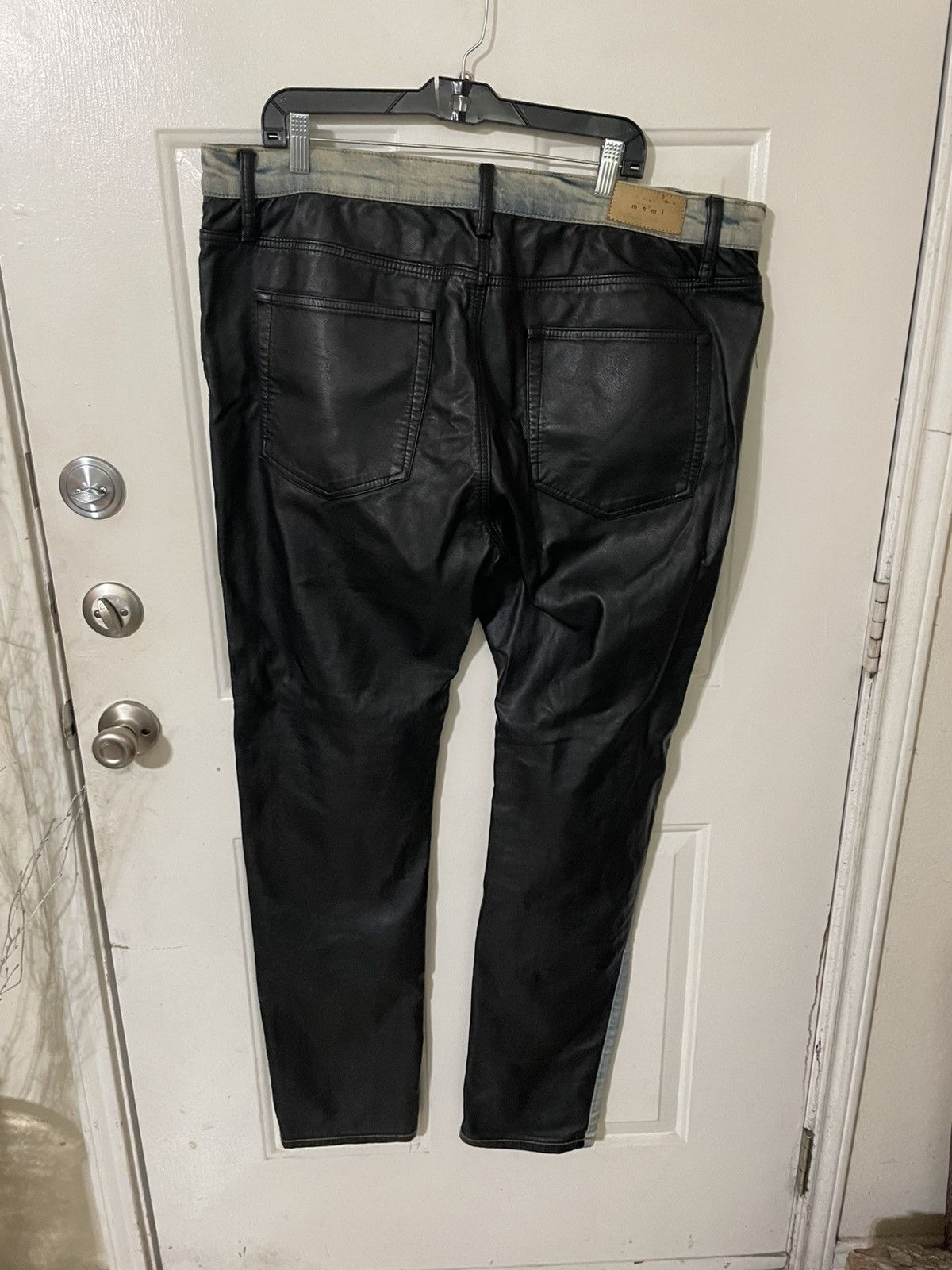 MNML Denim & Faux Leather slim fashion jeans Size US 42 / EU 58 - 5 Thumbnail