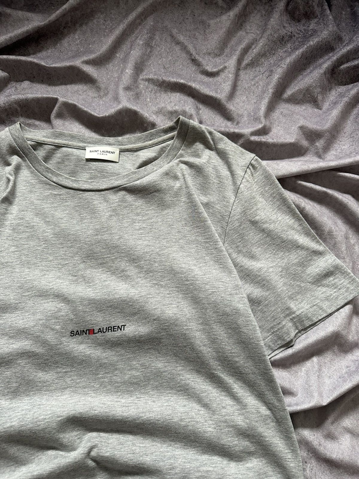 Saint Laurent Paris Saint Laurent Paris Men's Gray Logo T-Shirt Size Small Size US S / EU 44-46 / 1 - 5 Thumbnail