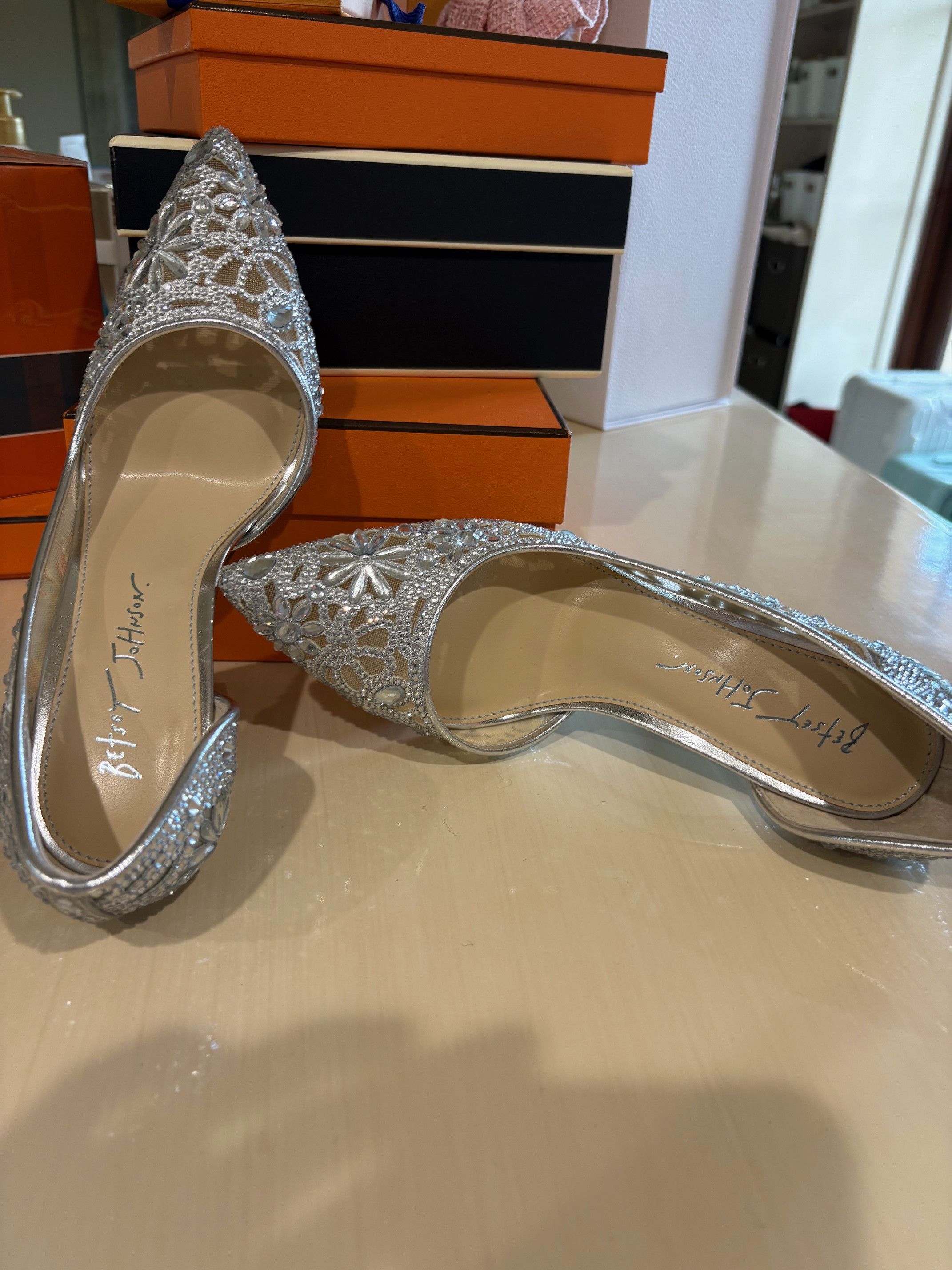 Betsey Johnson Betsey Johnson Silver Rhinestone Heels Size US 7 / IT 37 - 1 Thumbnail