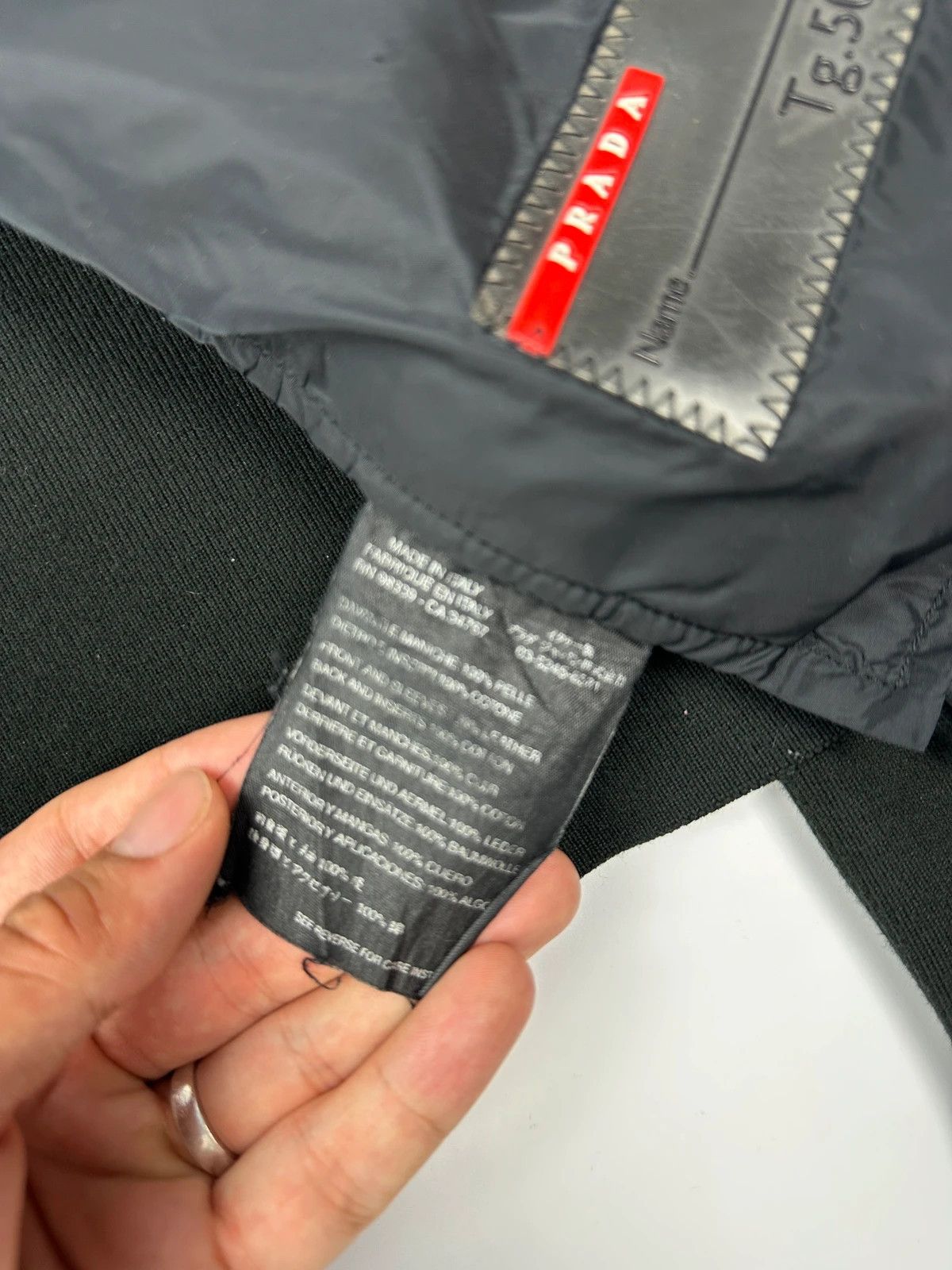 Prada Prada Sport FW2002 Black Leather & Cotton Motor Panel Jacket Size US M / EU 48-50 / 2 - 11 Thumbnail