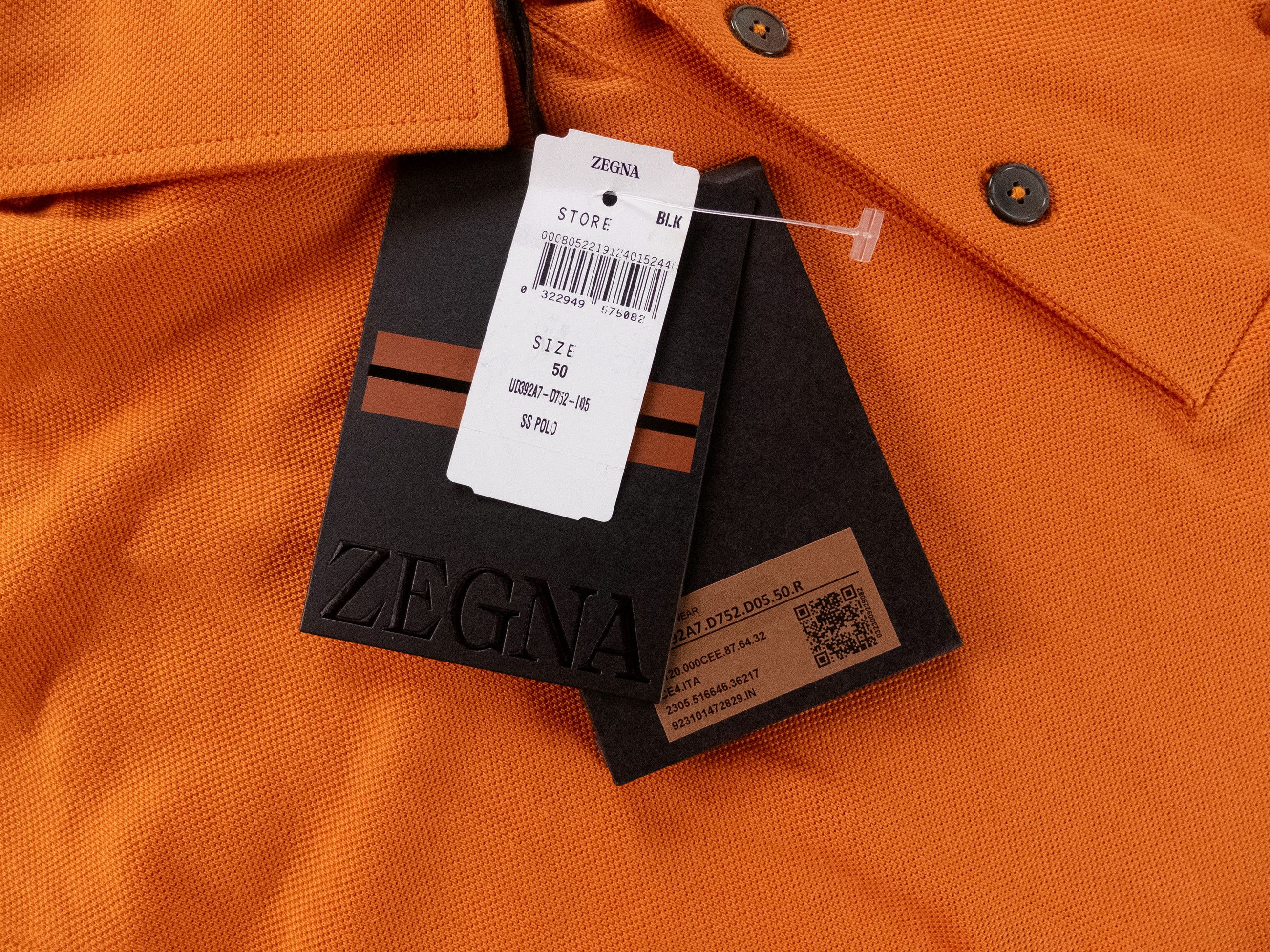 Ermenegildo Zegna ZEGNA solid orange cotton polo shirt 50 Medium authentic Size US M / EU 48-50 / 2 - 6 Thumbnail