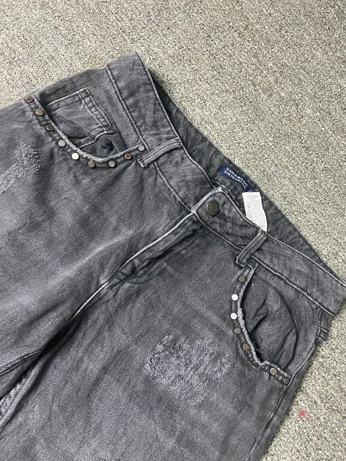 Zara Zara Basic 1975 Acid Black Distressed Ripped Jeans (165) Size US 30 / EU 46 - 10 Thumbnail