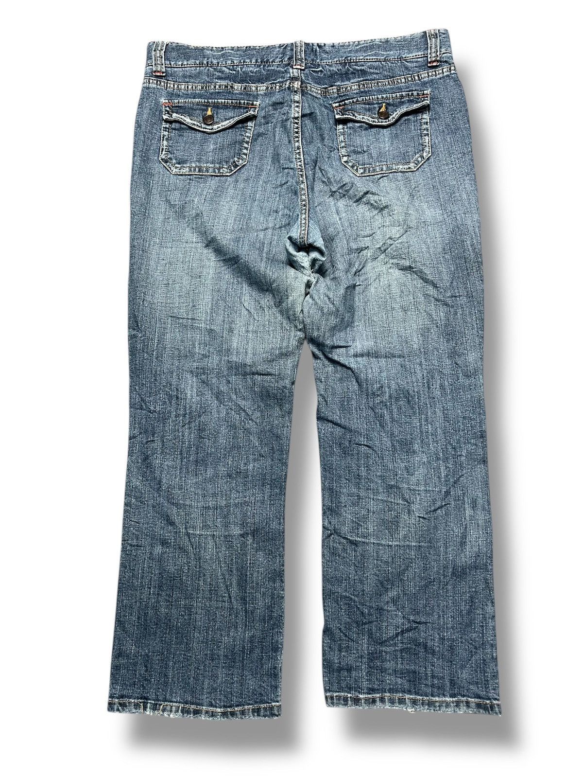 Japanese Brand Vintage Ovrivin Bootcut Jeans with Cargo Flap Pockets (43) Size US 37 - 2 Thumbnail