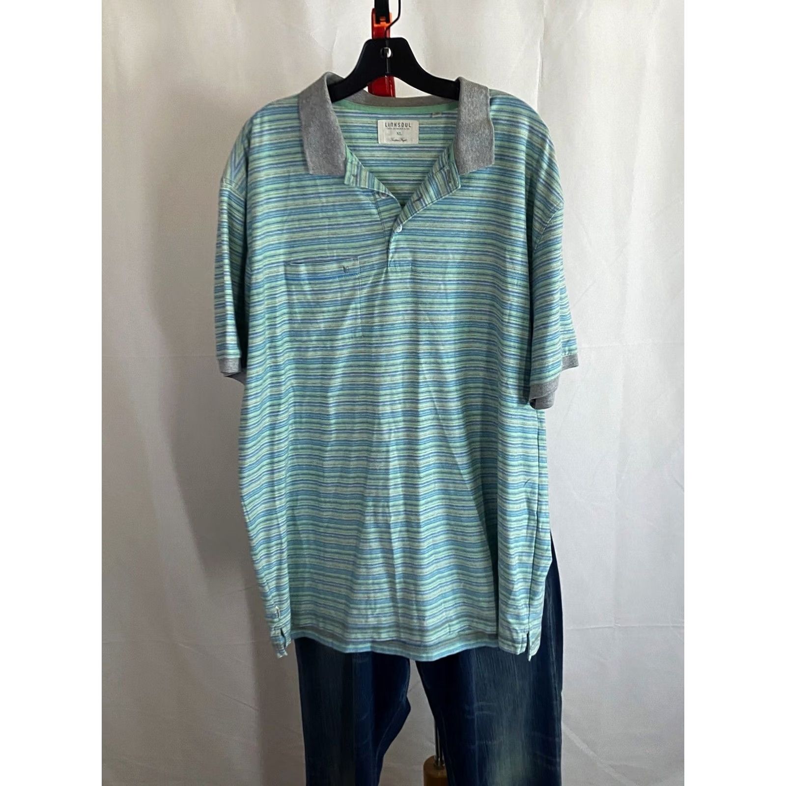 Vintage Linksoul Polo Shirt XL Embroidedred Golf Club Stripe Men XS? XL - Note: Original title contains XL; no new info added. Size US XL / EU 56 / 4 - 4 Thumbnail