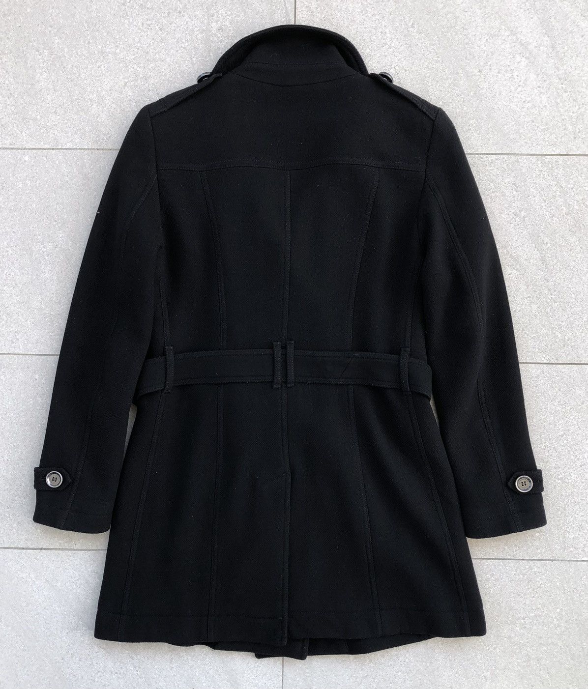 Burberry Burberry Brit Black Wool Blend Zip-Pocket Trench Coat Size M / US 6-8 / IT 42-44 - 2 Thumbnail