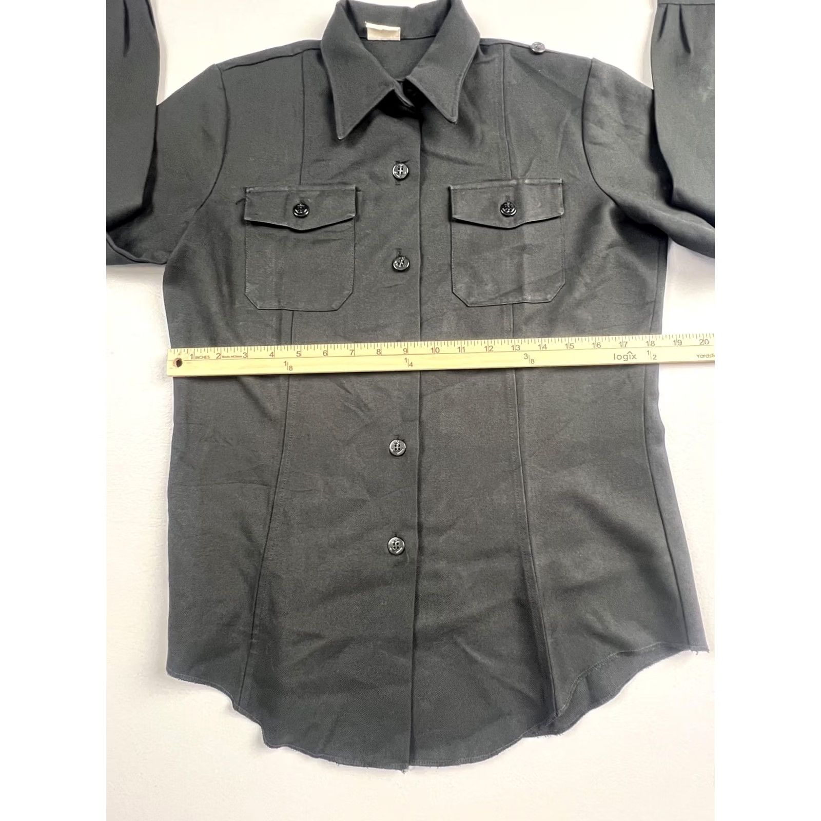 Vintage Military Shirt Mens Blue Solid Twill Button Front Long Sleeve Workwear Read Size US S / EU 44-46 / 1 - 4 Thumbnail