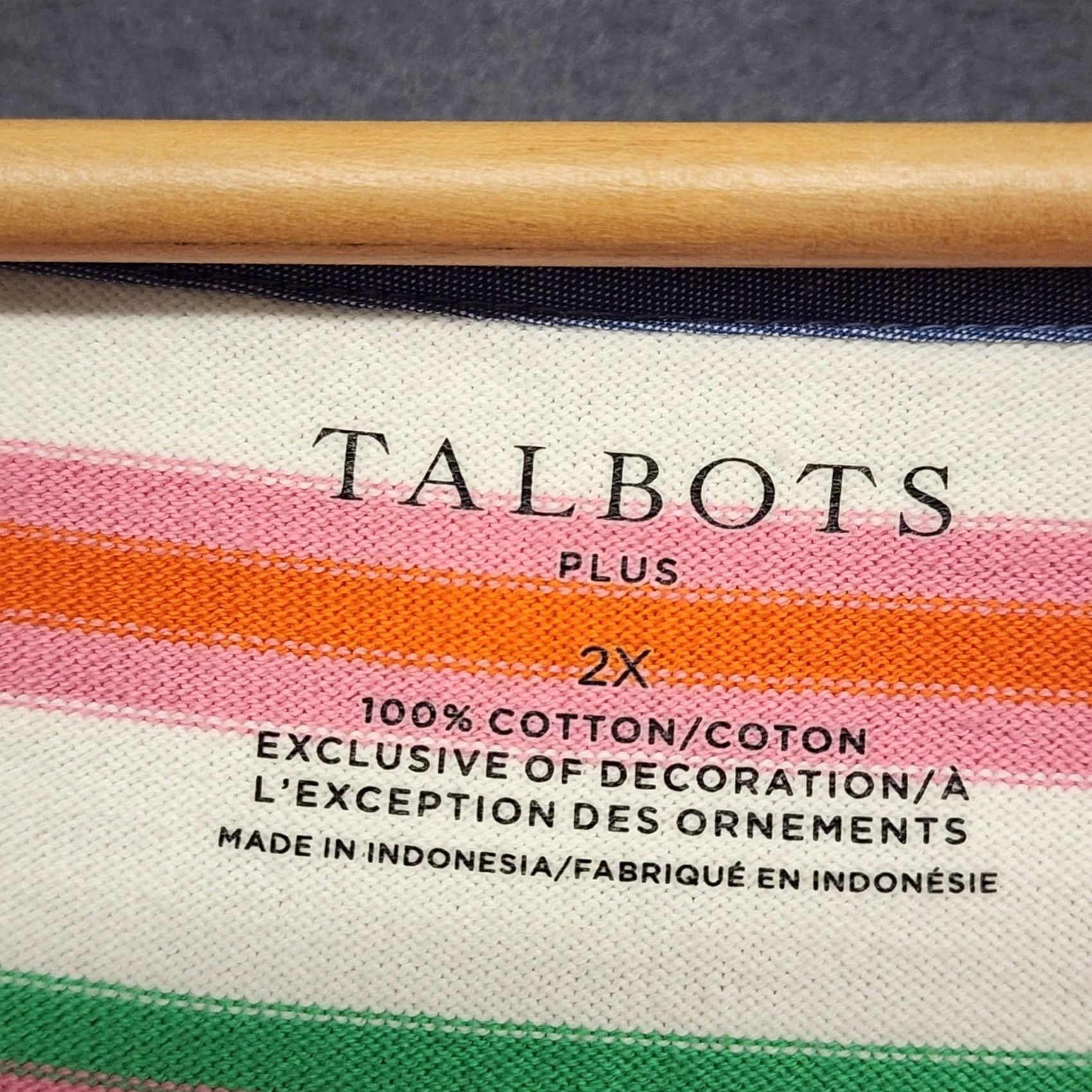 Talbots Talbots Top Womens 2X Multicolor Striped Long Sleeve Pullover Cotton Stretch T-Shirt Women Plus Size XXL / US 16-18 / IT 52-54 - 3 Thumbnail