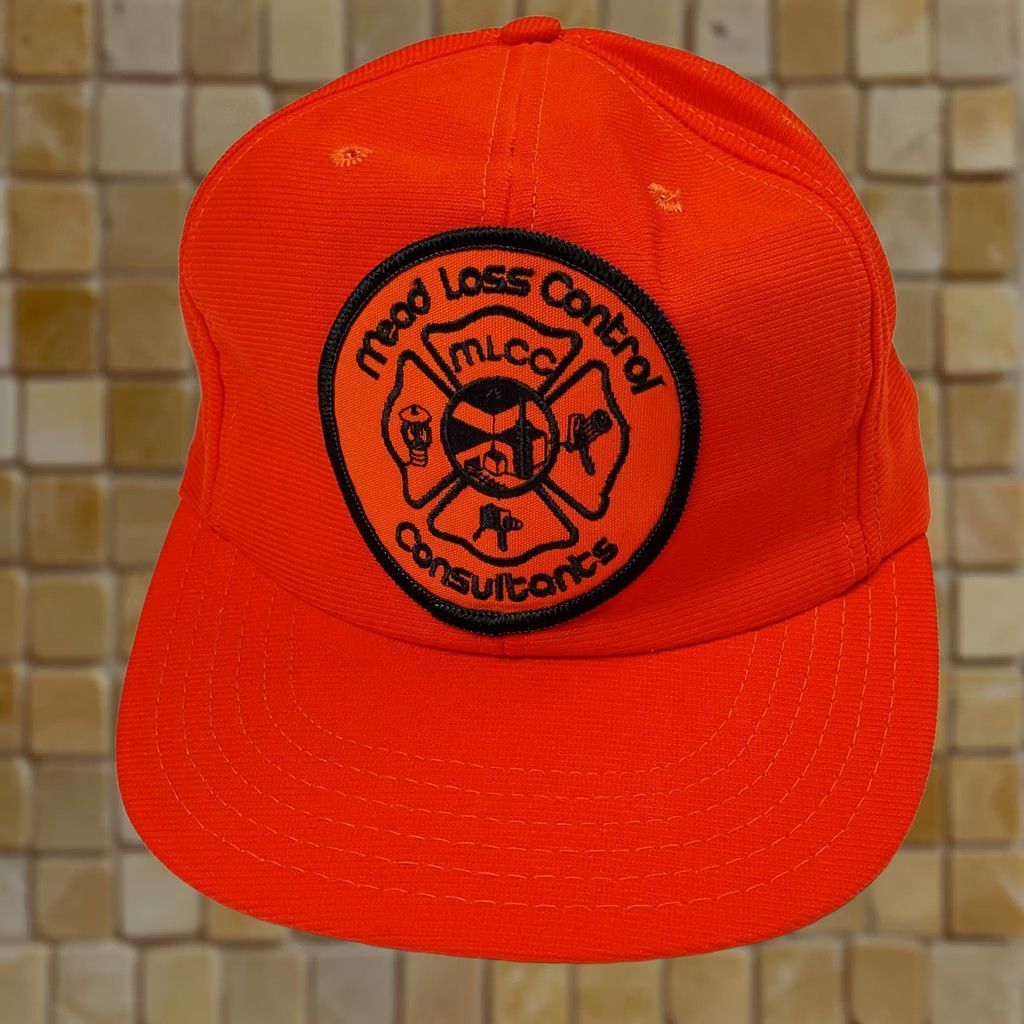 Vintage VINTAGE Mead Loss Control Adjustable Hunting Orange Snapback Hat Trucker 80s USA Made Mens MLCC Orange Patch Breathsble Embroidered Casual Boys/Gents Size ONE SIZE - 1 Thumbnail