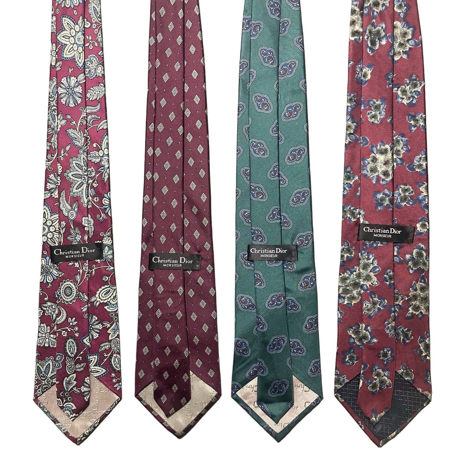 Luxury LOT OF 4 Christian Dior Monsieur 100% Silk Neckties Assorted Size ONE SIZE - 2 Preview