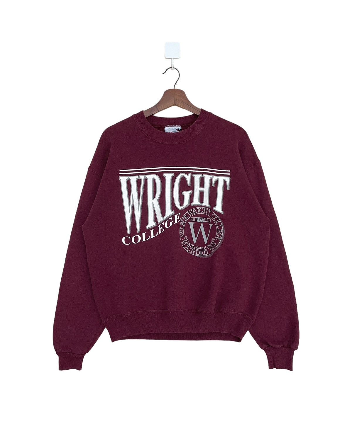 Vintage Vintage Wright College Sweatshirt 1990s Size US M / EU 48-50 / 2 - 1 Thumbnail