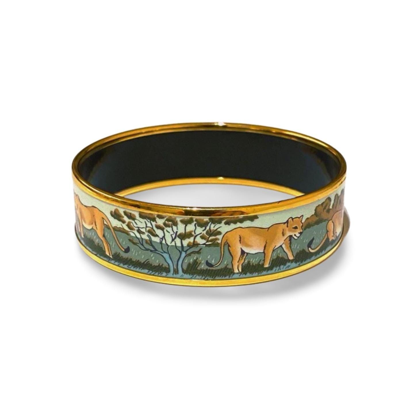 Hermes Vintage Hermes cloisonne enamel golden bangle with lions Size ONE SIZE - 4 Thumbnail