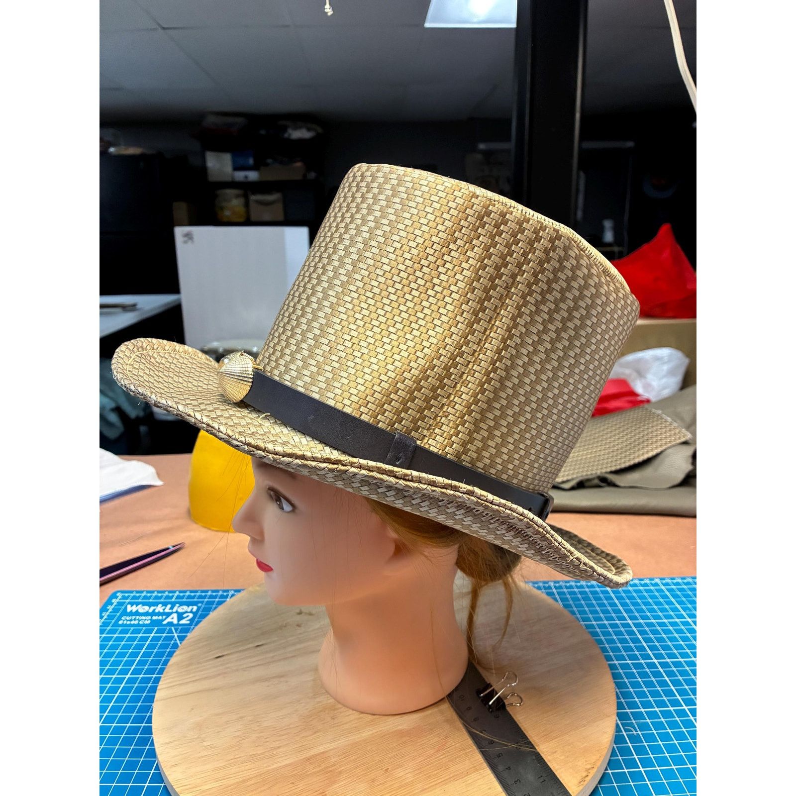 Other Rock & Roll Top Hat, Handcrafted, Gold Woven Western Size ONE SIZE - 4 Thumbnail
