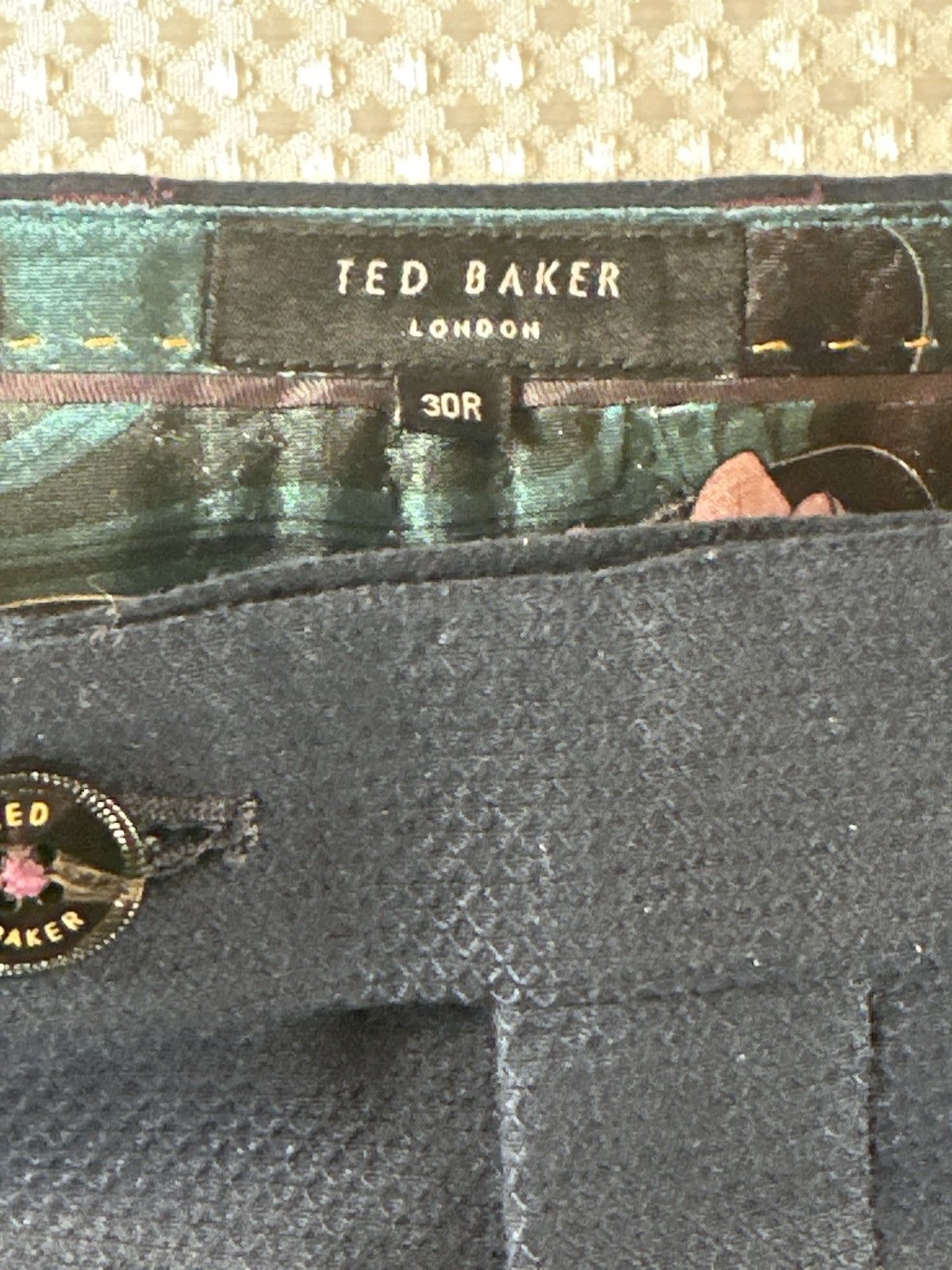 Ted Baker Ted Baker Slim Fit Suit in Navy Blue Textured Wool Size 40S - 9 Thumbnail