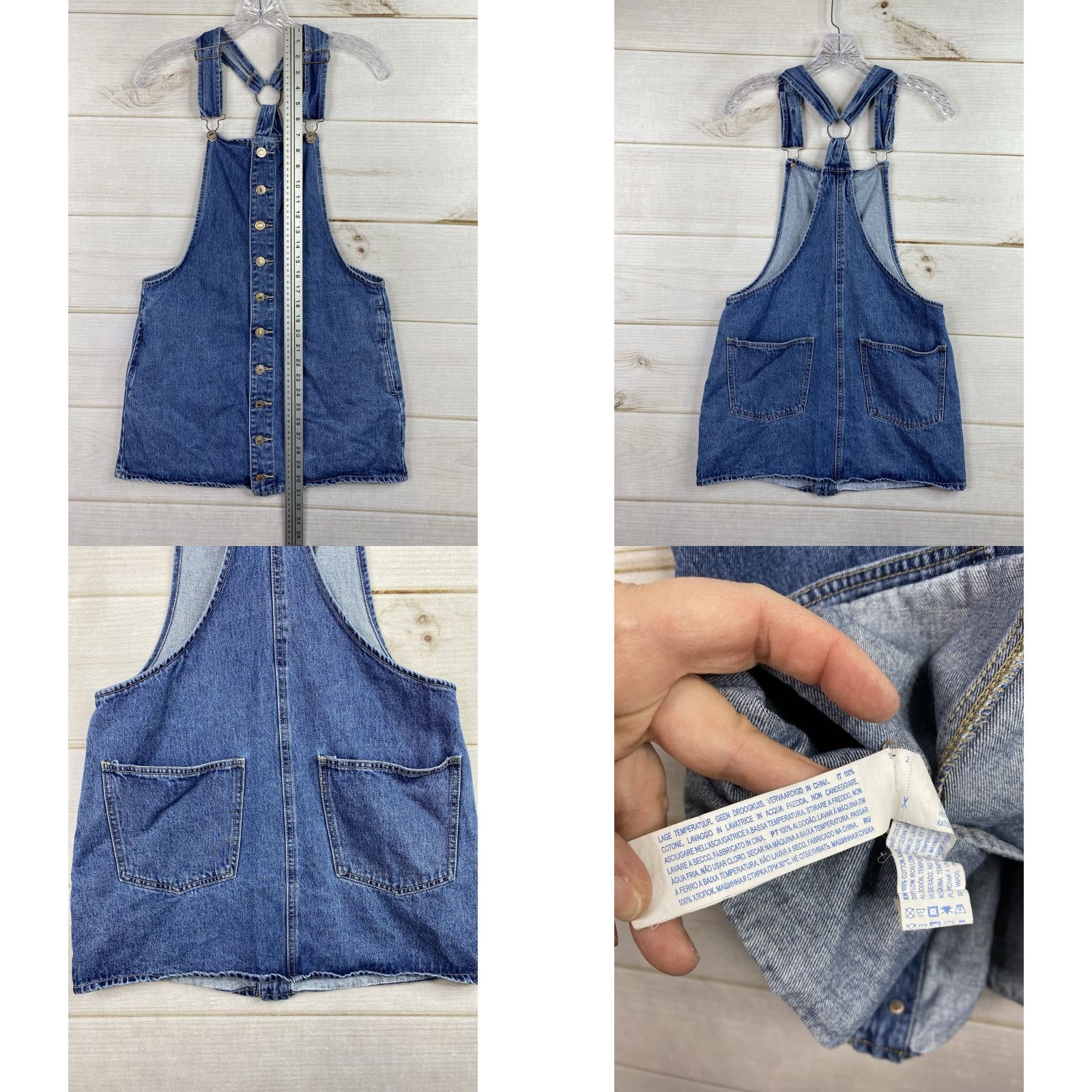 Forever 21 FOREVER 21 Denim Jumper Dress Womens M Blue Jeans Halter Back Button Front Knee Length 90s Casual Overall Dress Women's M Blue Size M / US 6-8 / IT 42-44 - 8 Thumbnail