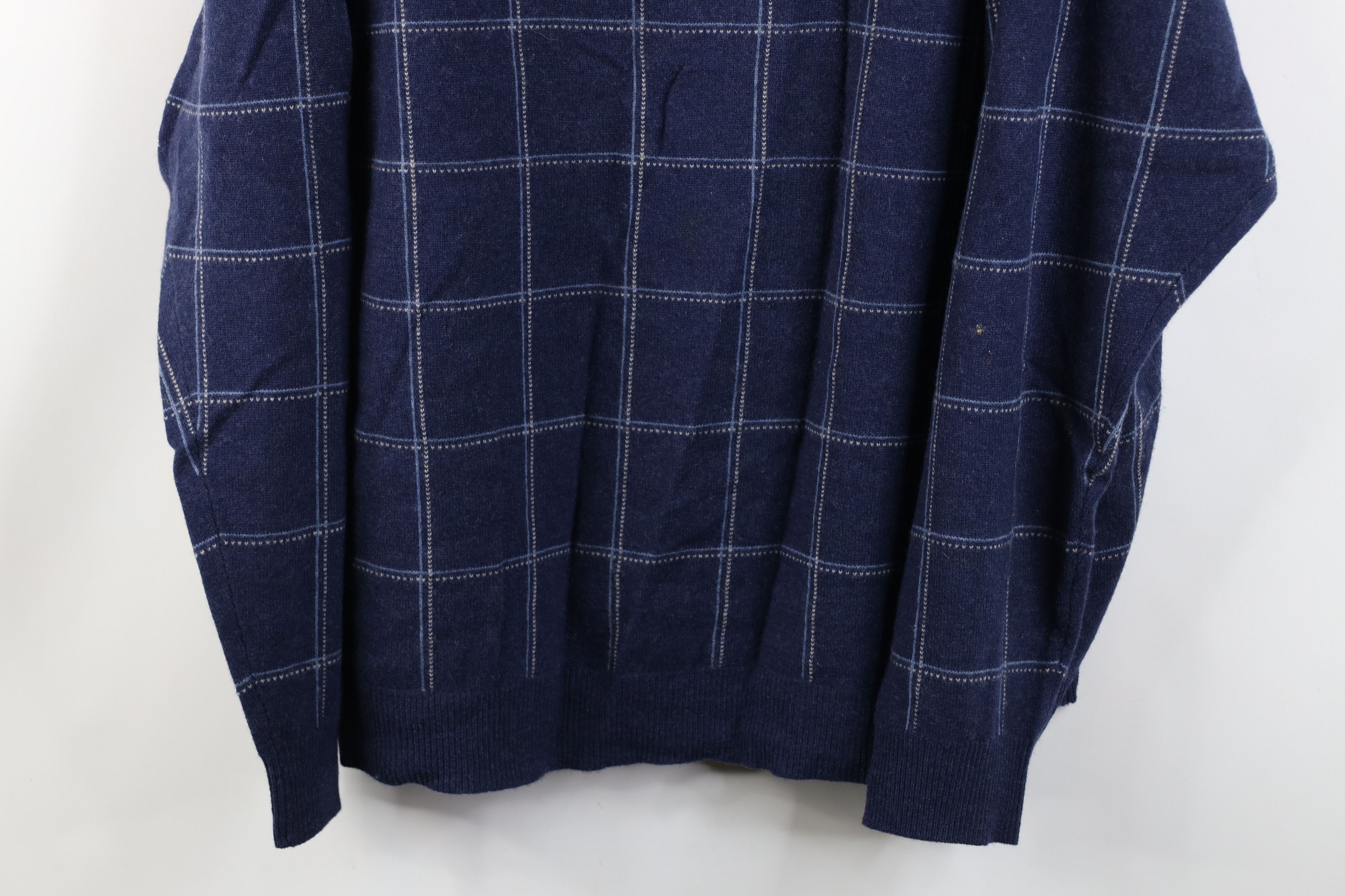 Vintage Vintage 90s Streetwear Knit Crewneck Sweater Blue Plaid Size US XXL / EU 58 / 5 - 3 Thumbnail