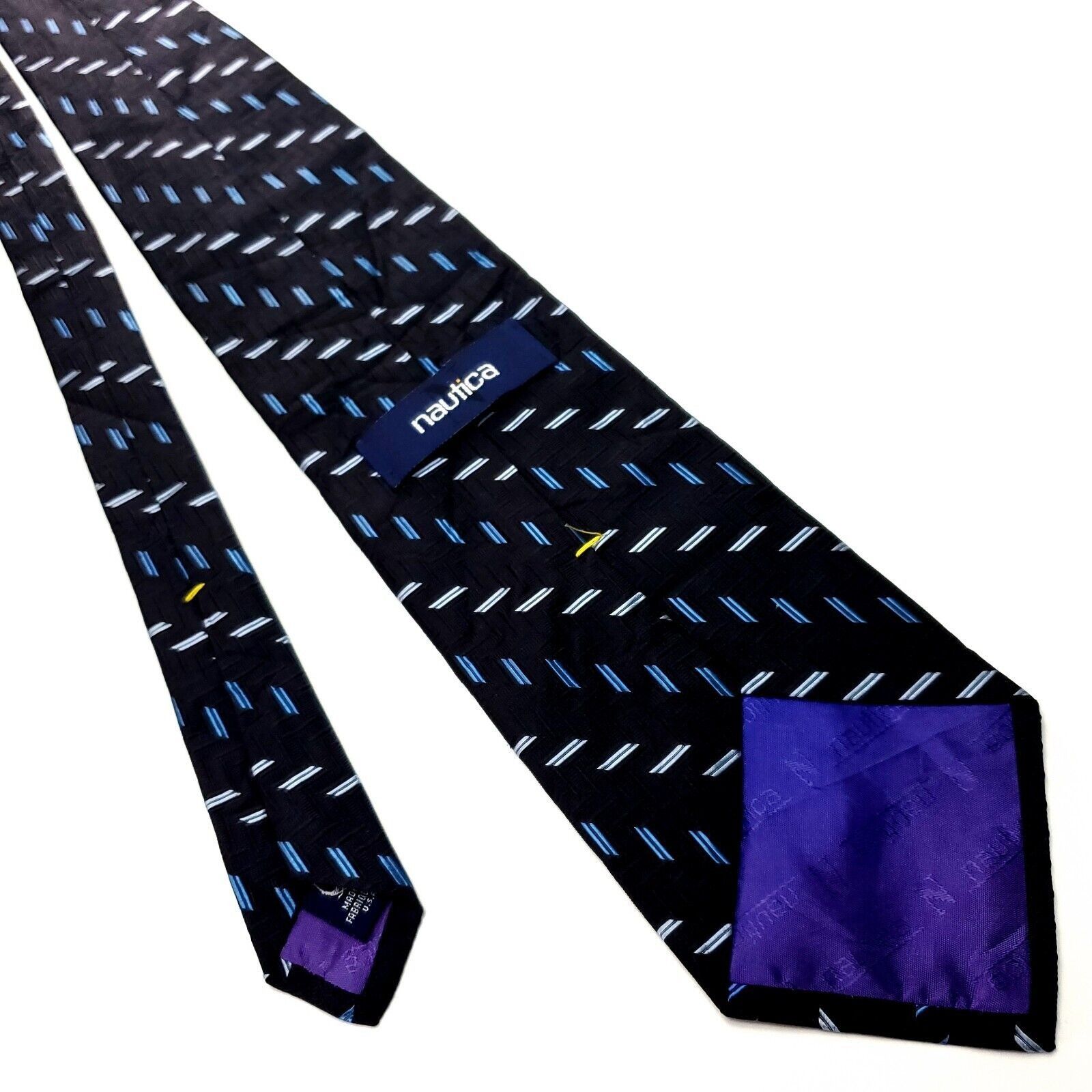 Nautica Nautica Black Silk Tie Woven Geometric Size ONE SIZE - 3 Thumbnail