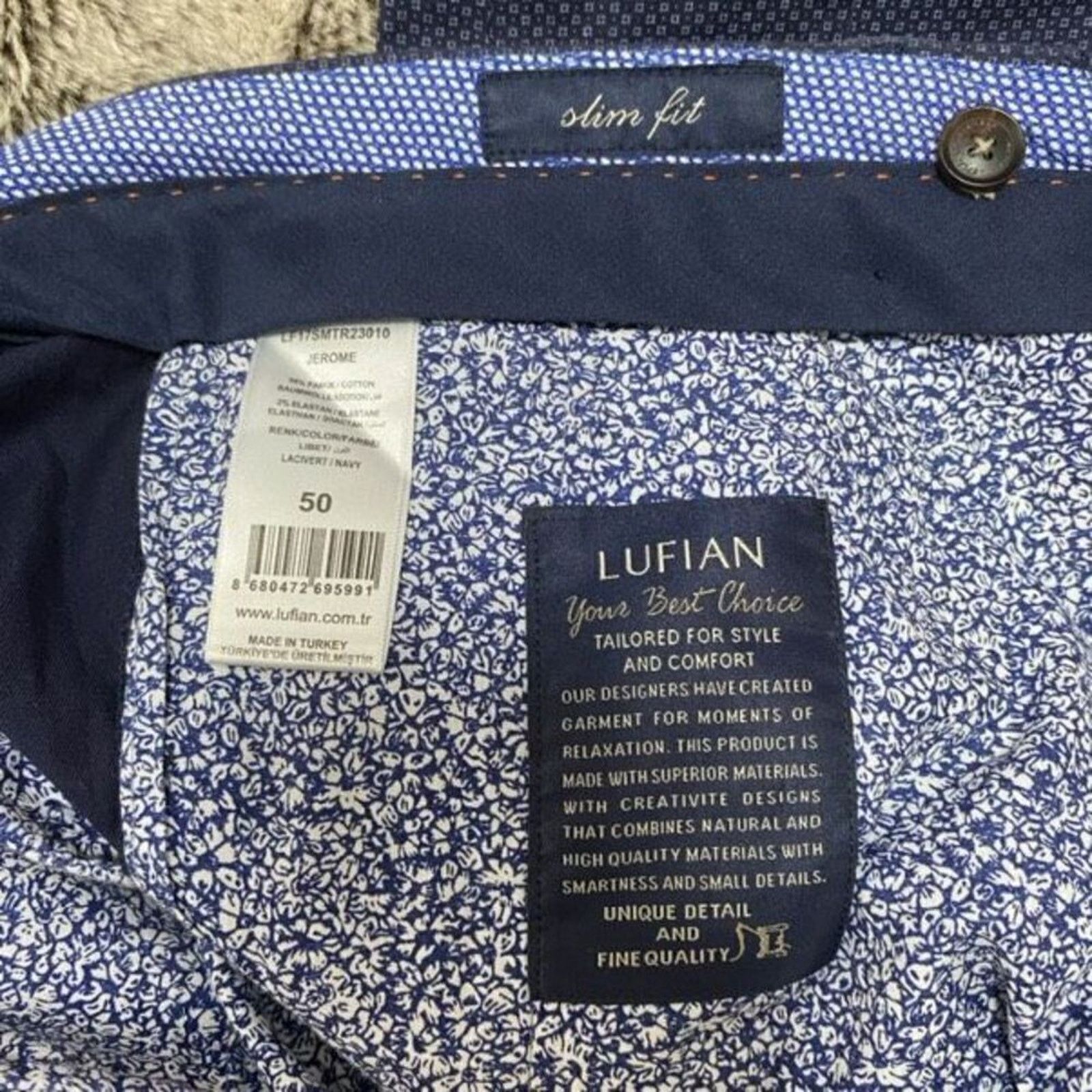Other Lufian slim fit blue pants trousers | Sz 34 SEE MEASUREMENTS Size US 34 / EU 50 - 2 Thumbnail