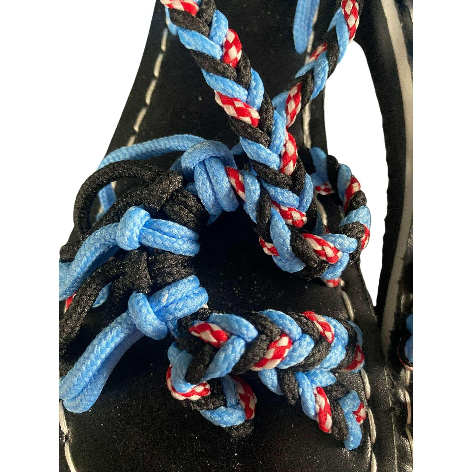 Other Womens Braided Rope Sandals Size 37 7.5 Black Blue & Red Acc Size US 7 / IT 37 - 3 Thumbnail