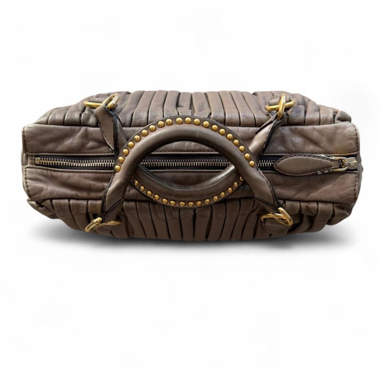 Miu Miu Miu Miu Leather Studded 2-Way Bag Brown Y2K Size ONE SIZE - 4 Thumbnail