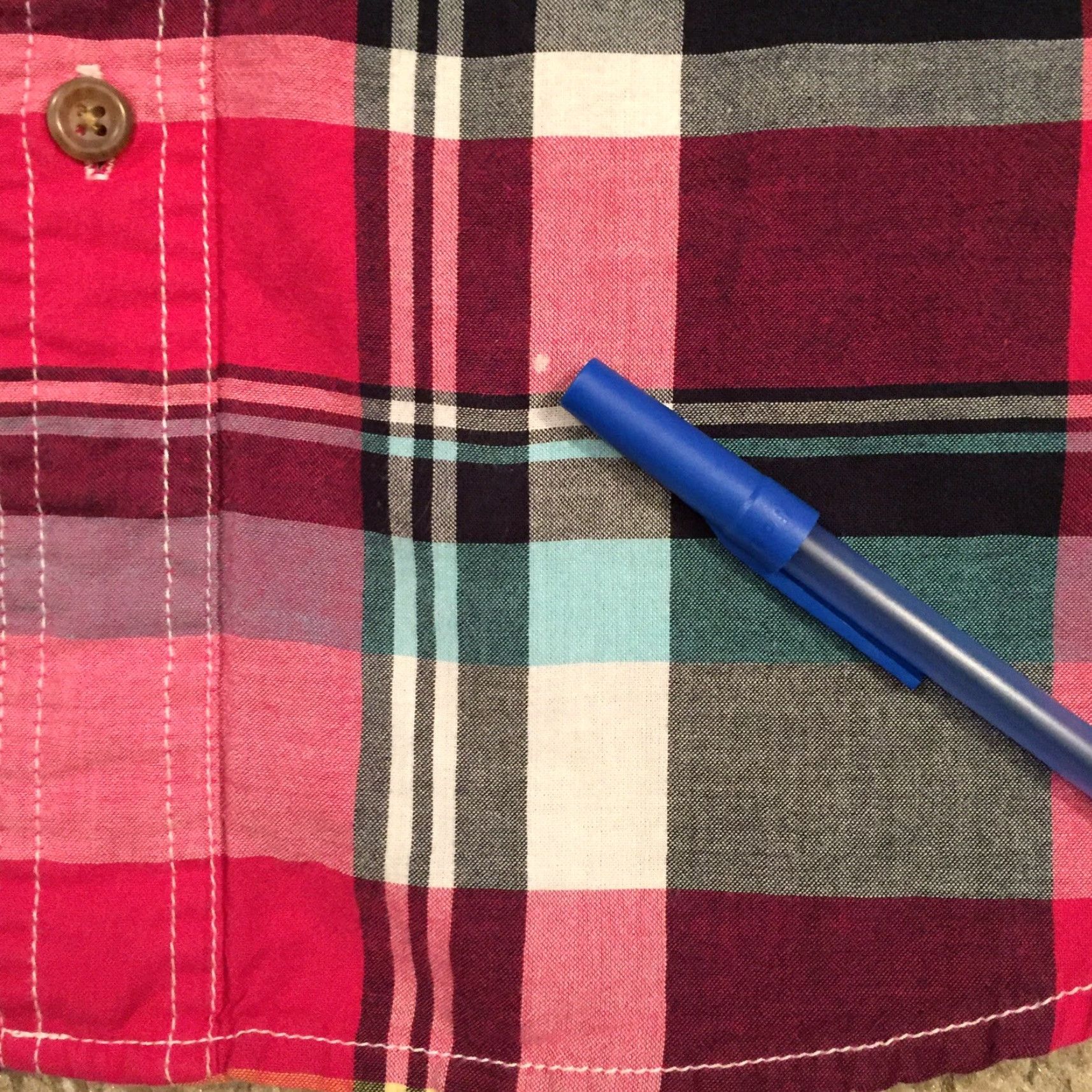 Old Navy Old Navy Button-Up Shirt Mens L Slim Fit Pink Plaid Short Sleeve Pockets Size US L / EU 52-54 / 3 - 3 Thumbnail
