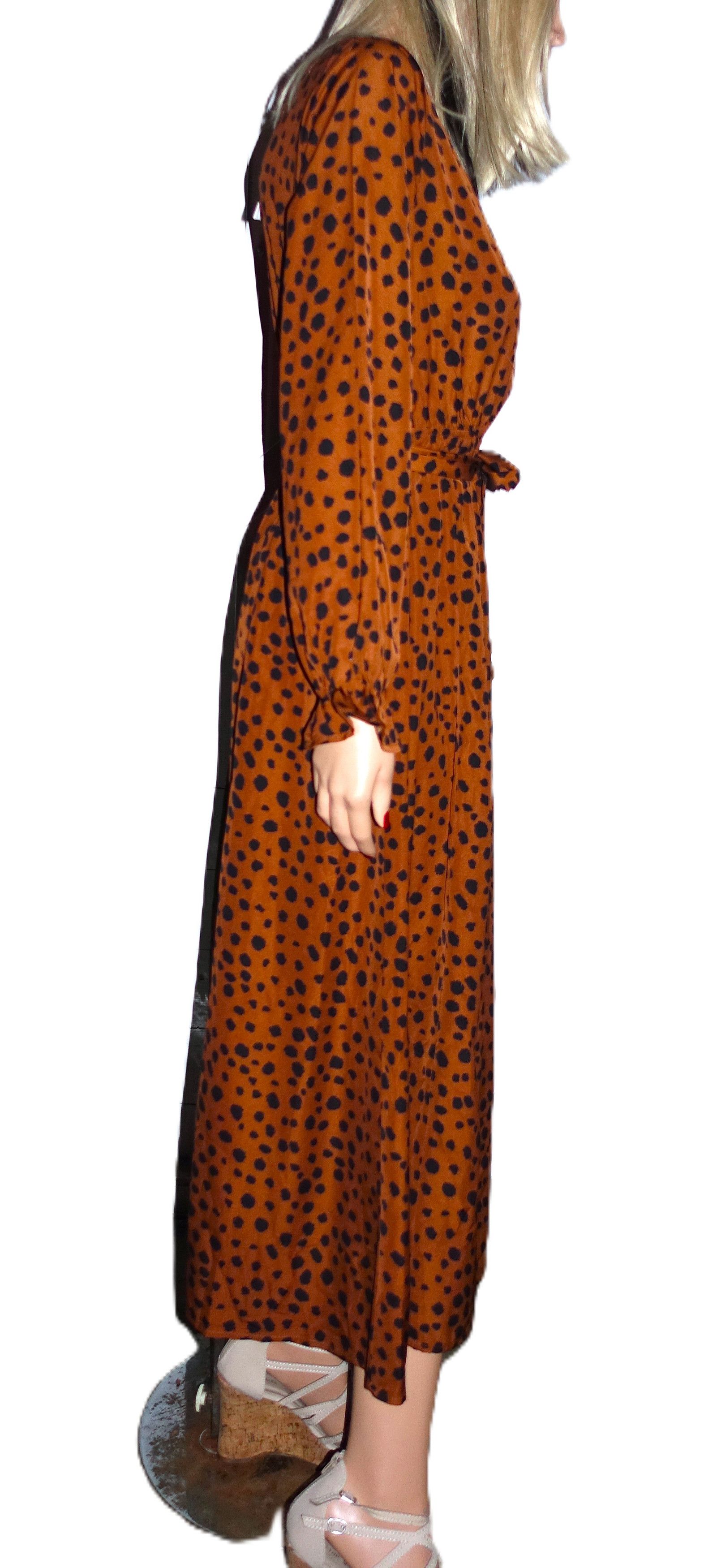 Other Cupshe Brown Black Faux Wrap Polka Dot Dress M NWT Size M / US 6-8 / IT 42-44 - 8 Thumbnail