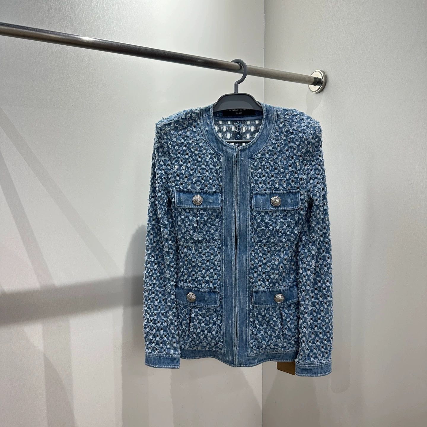 Balmain Balmain apr665 cutout silver button denim jacket 34 Size XXS / US 00 / IT 34 - 1 Thumbnail